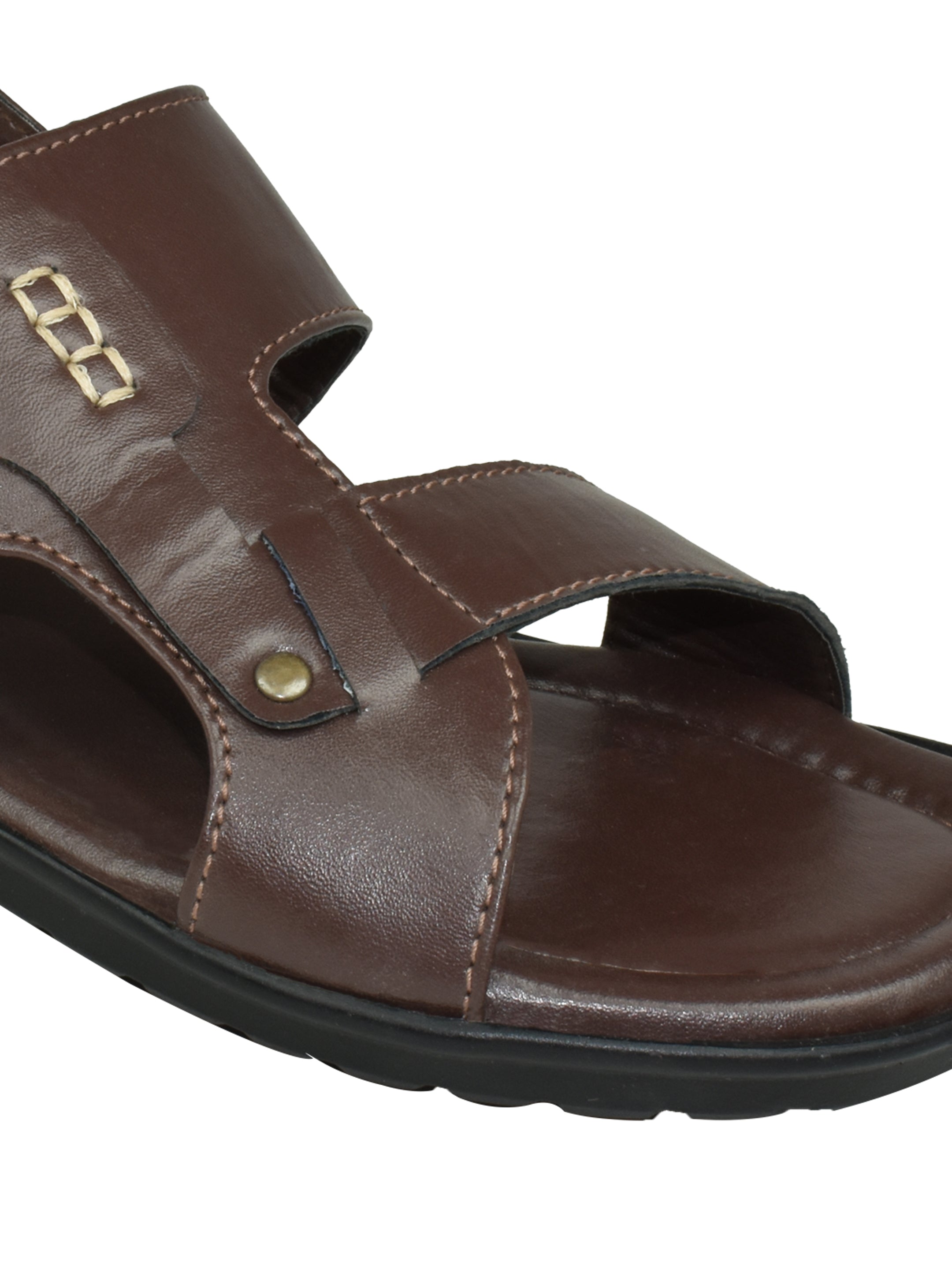 Ajanta Men’s Brown Slip-On Velcro Back-Strap Sandals
