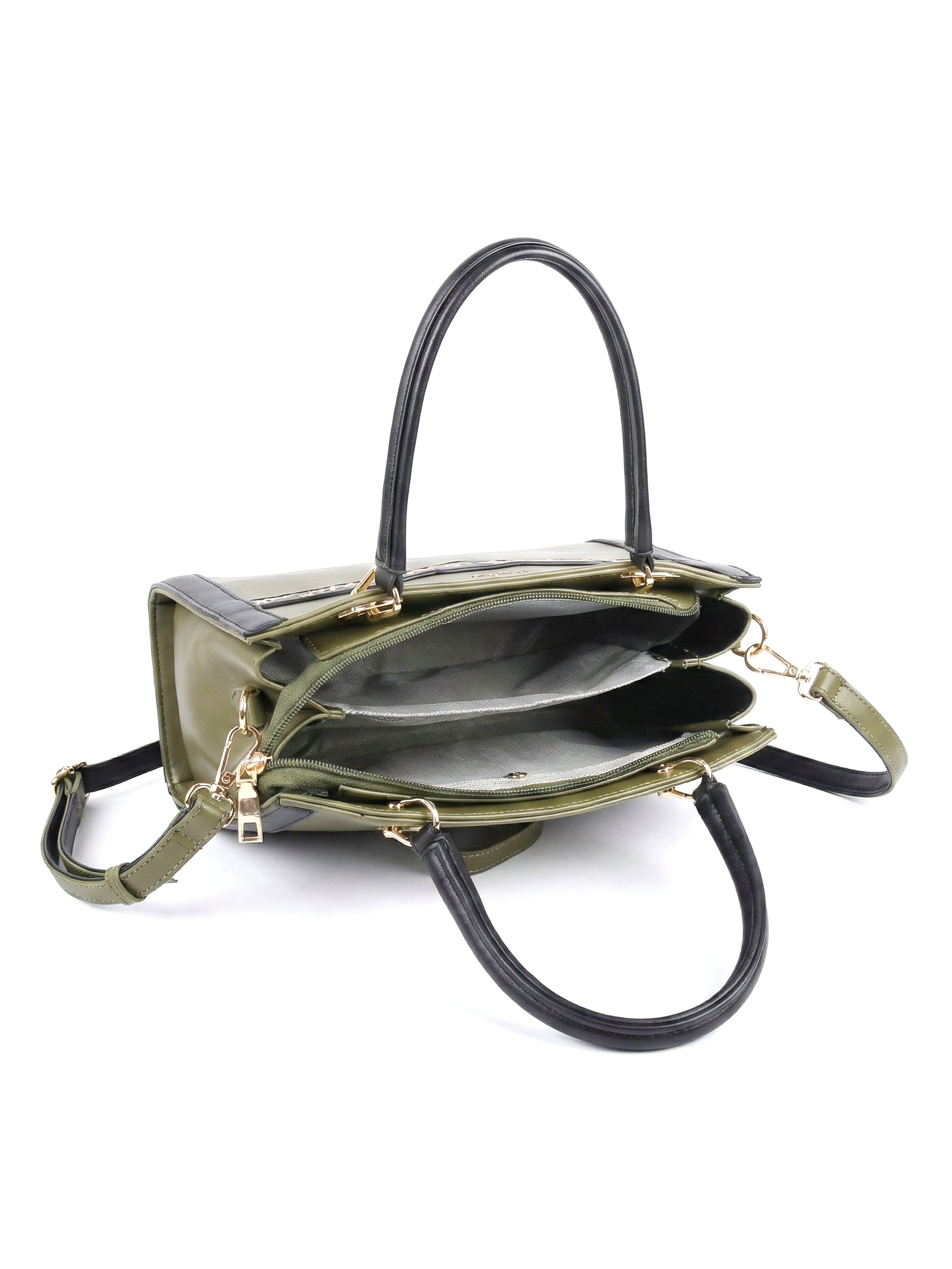 Ajanta Ladies Olive Handbag with Detachable Sling Strap and Top Handle