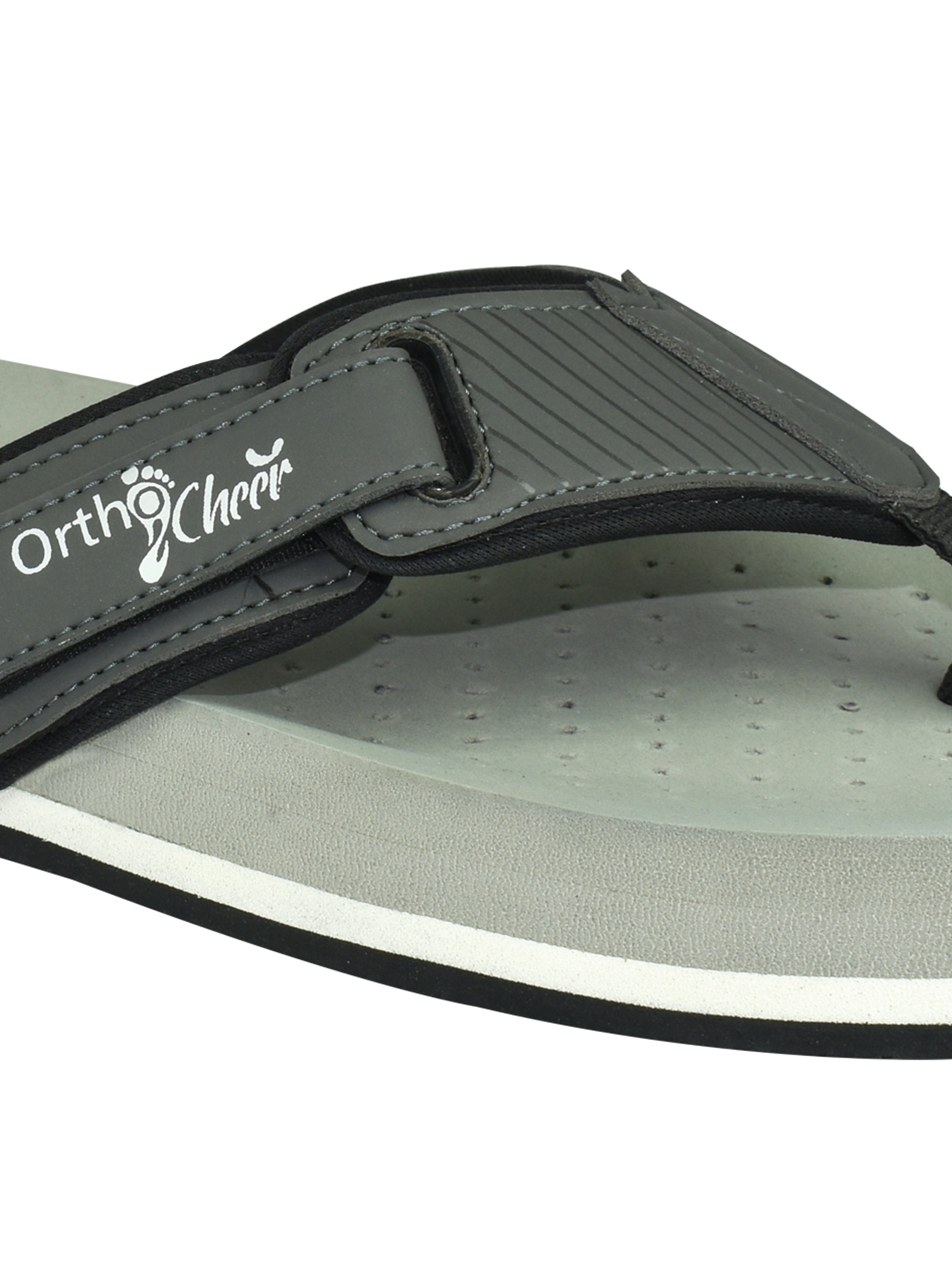 Ortho Cheer Men's Orthopedic and Diabetic Friendly Super Soft, Lightweight & Comfortable Slipper with Velcro Strap AO2008