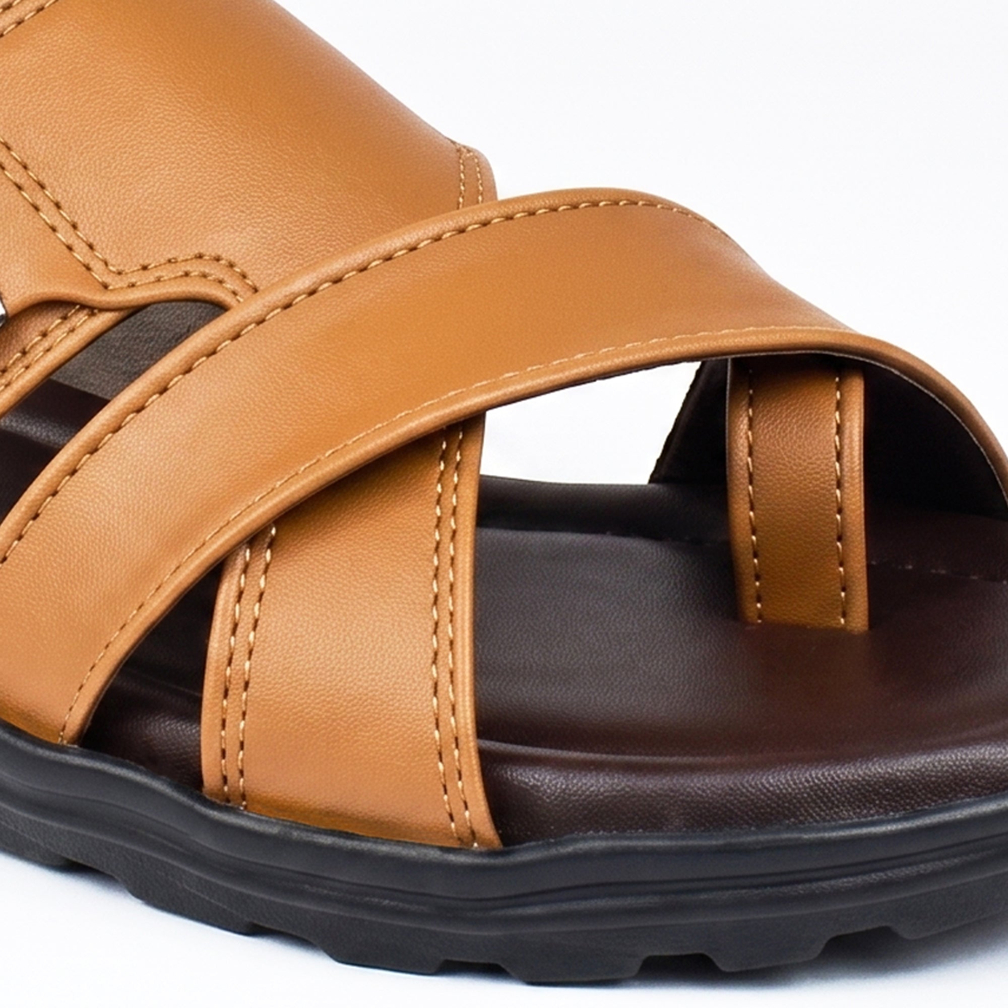 AJANTA Men Comfort Sandals | Lightweight Casual Daily Wear Footwear (Tan)
