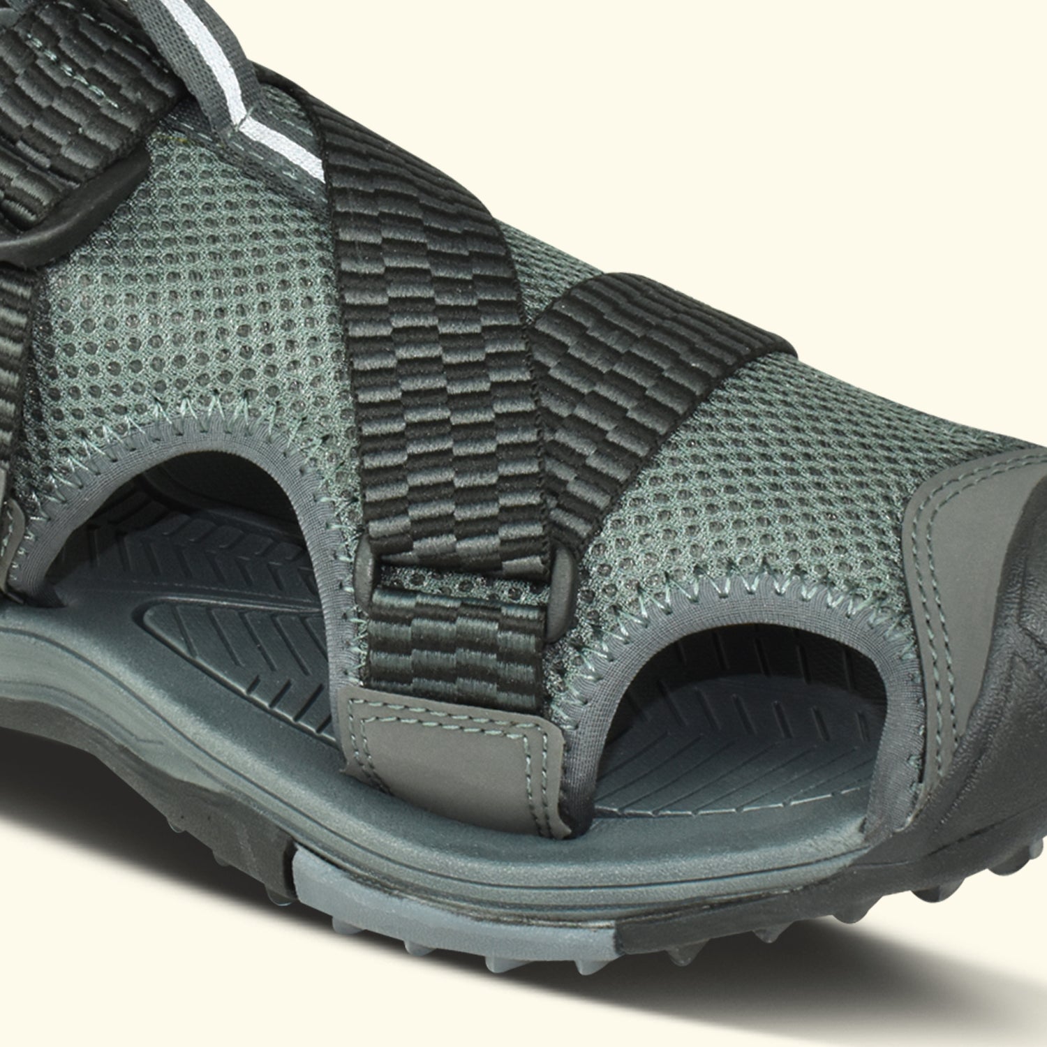 AJANTA Men’s Grey Durable & Comfortable Cushioned Footbed Sports Sandal with Velcro Closure EG2018