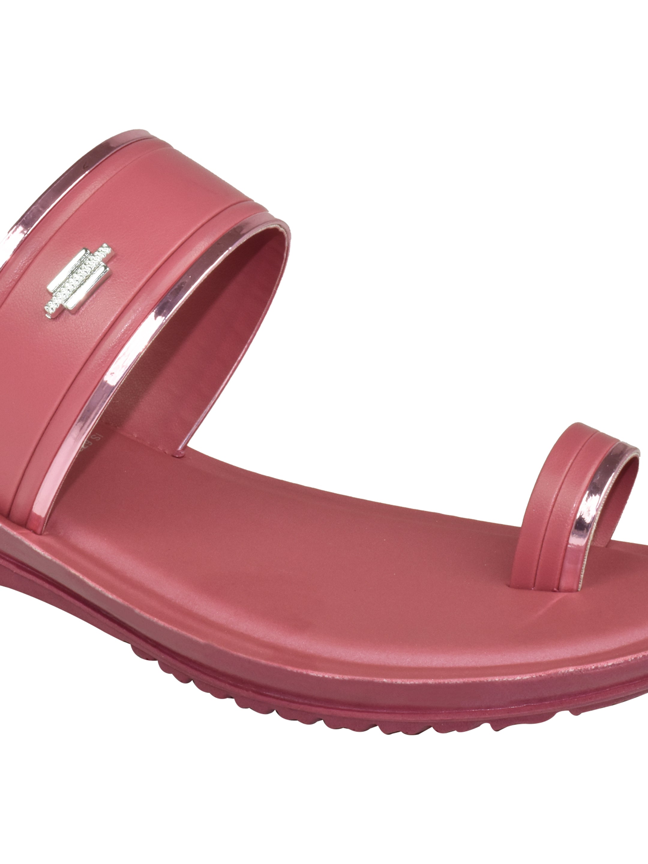 Ajanta Women’s Maroon Dual-Strap Slip-On Sandal with Toe Loop & Cushioned Footbed