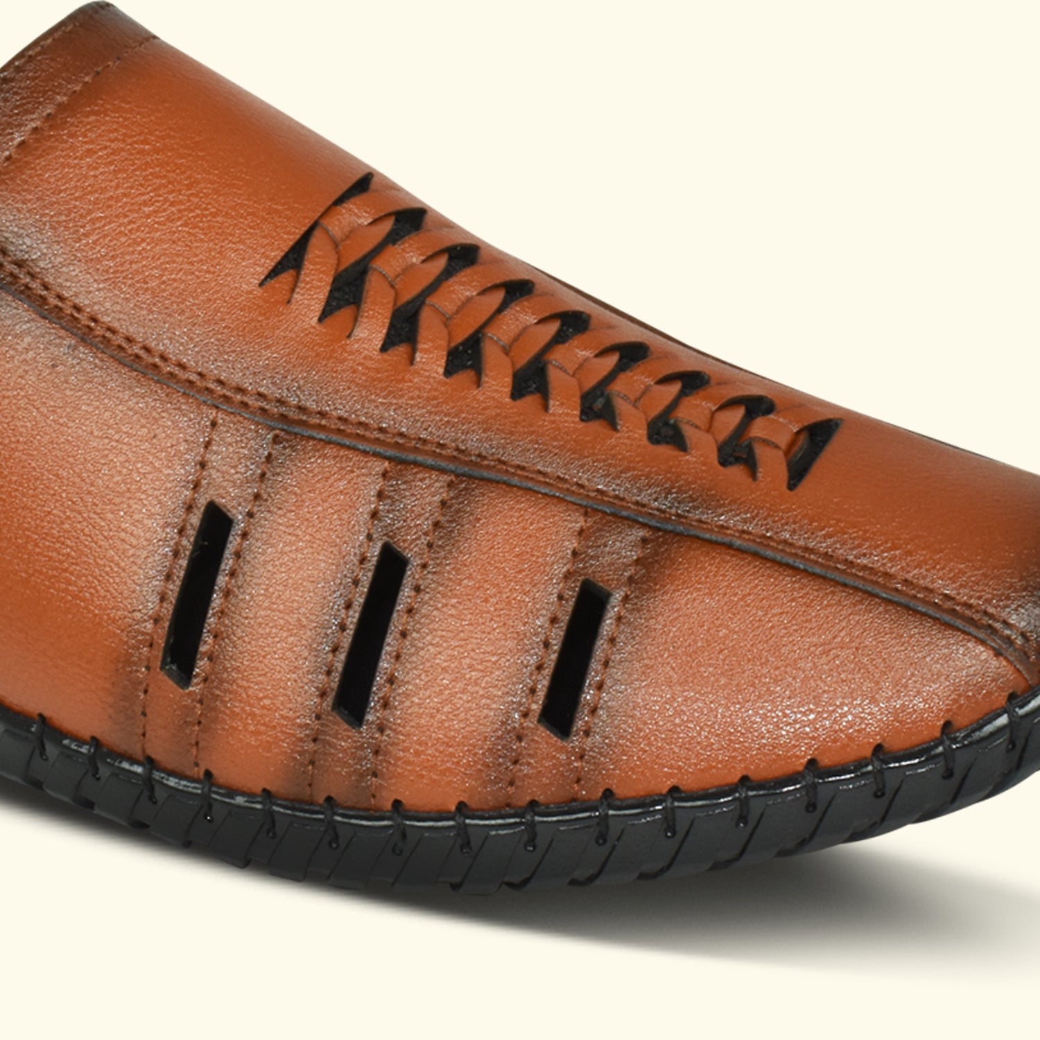 IMPERIO Men’s Tan Lightweight & Easy to Wear Cushioned Footbed Laser Cut Open Back Mules EG3038