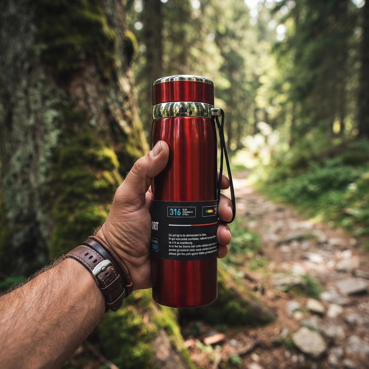 AJANTA 1000ml Stainless Steel Thermal Water Bottle | 316 Surgical Grade Steel High Vacuum Flask | Double Wall Insulated Bottle | 12H Hot & 48H Cold Retention | Leak Proof Lid with Carry Strap & Inner Strainer Drinking Bottle For Office, Travel, Outing