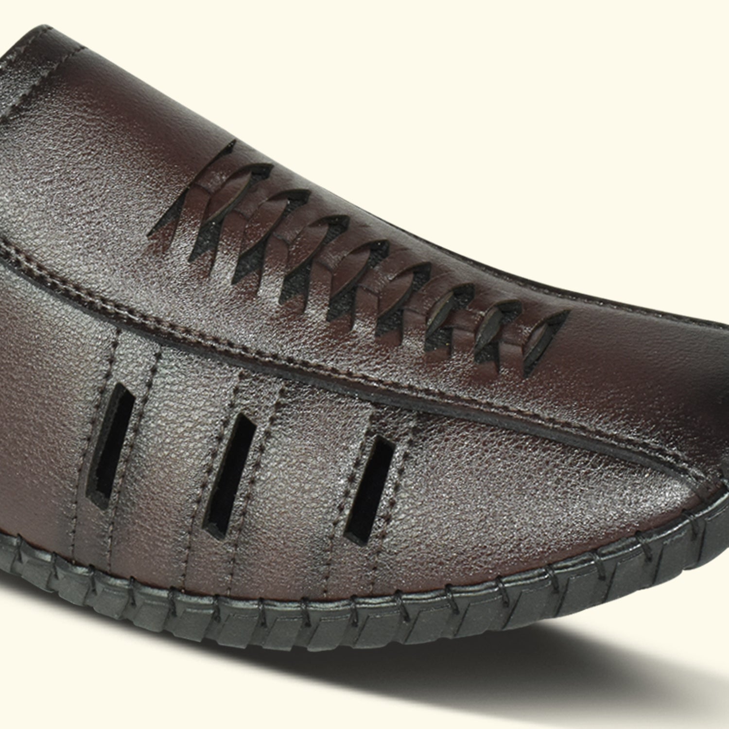 IMPERIO Men’s Brown Lightweight & Easy to Wear Cushioned Footbed Laser Cut Open Back Mules EG3039