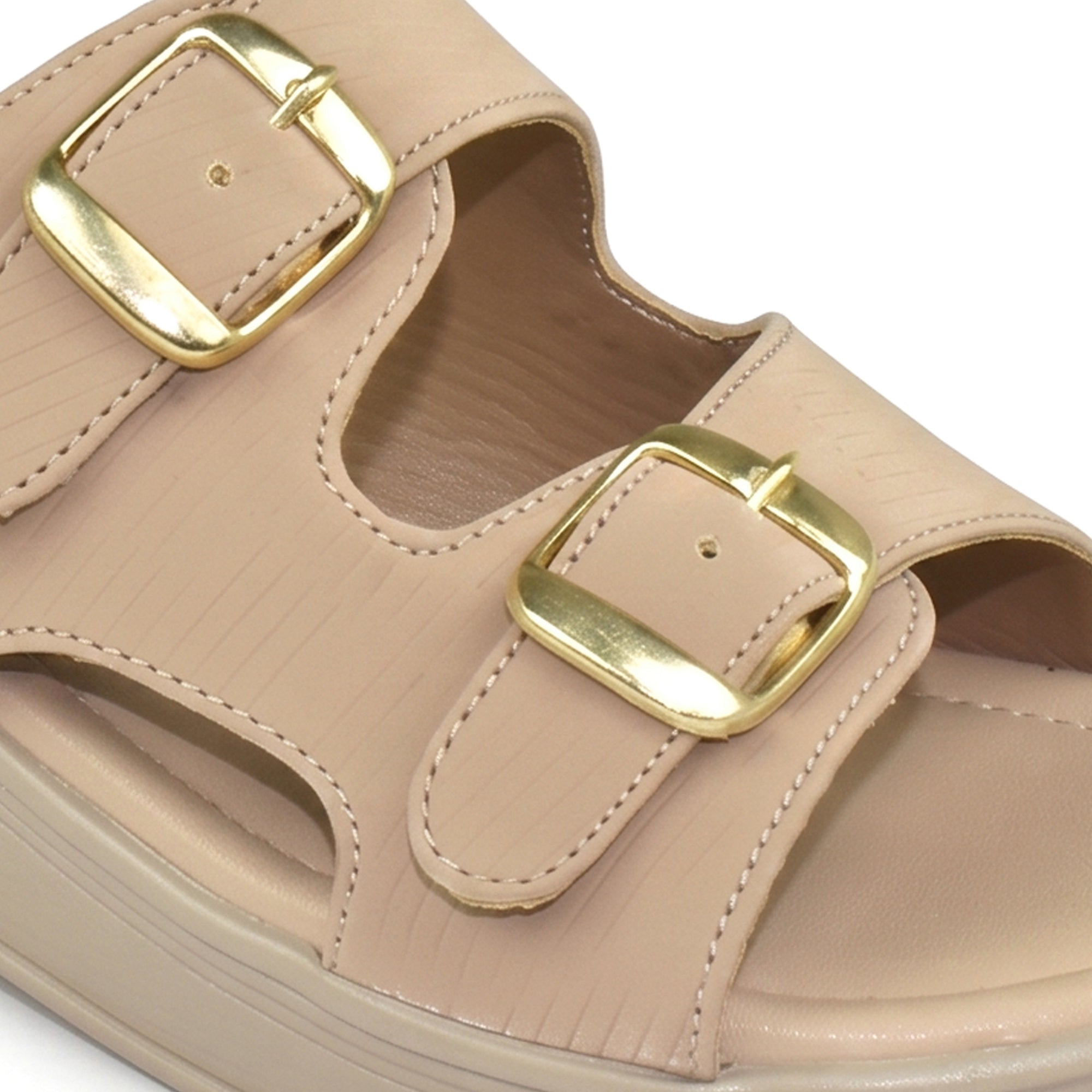 Ajanta Women’s Open-Toe Sandals with Buckle Closure | Slip-On Casual Flats for Women | Comfortable Daily Wear Footwear Ladies