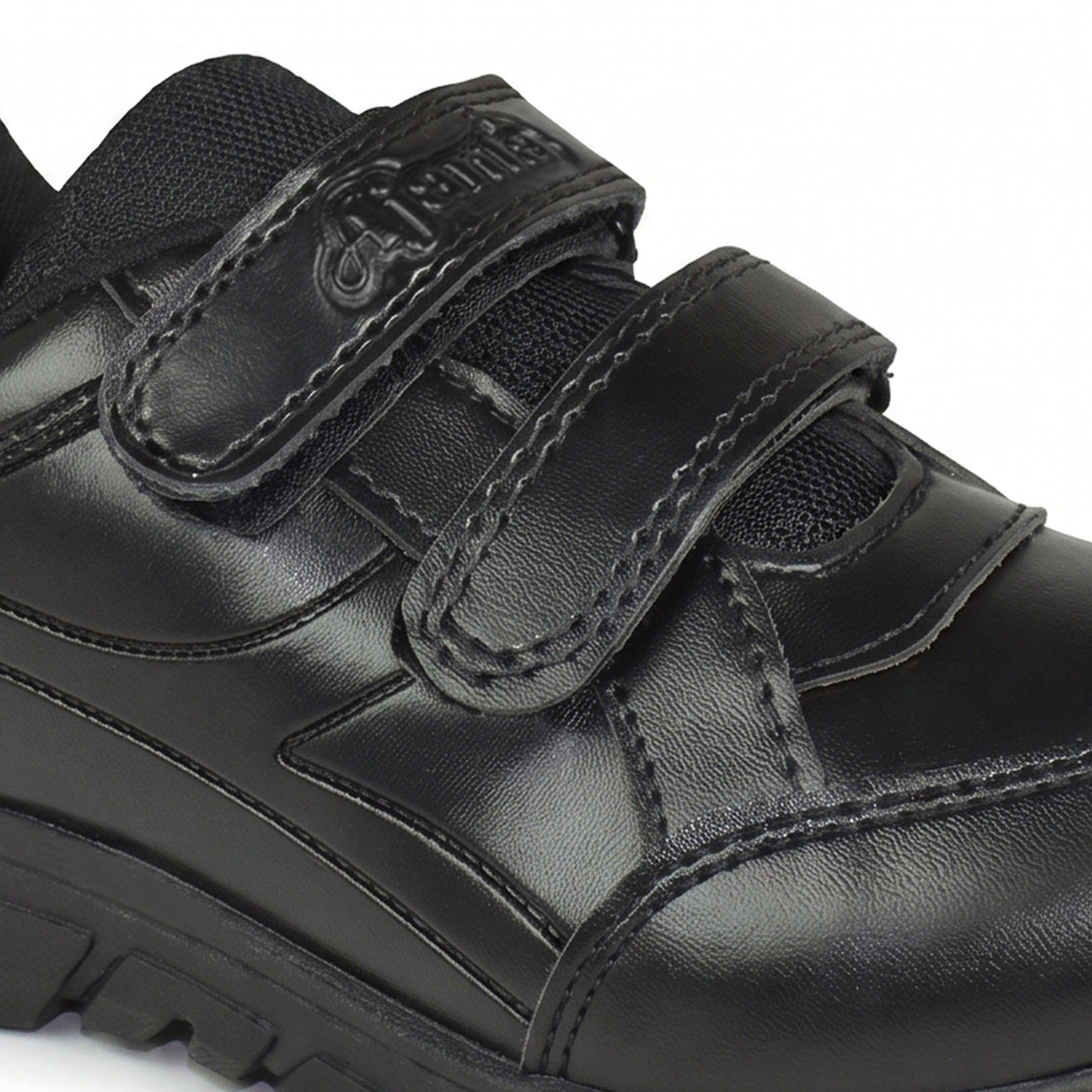 Premium Black School Shoes for Boys & Girls with Comfortable Double Velcro Closure and Strong Grip Sole