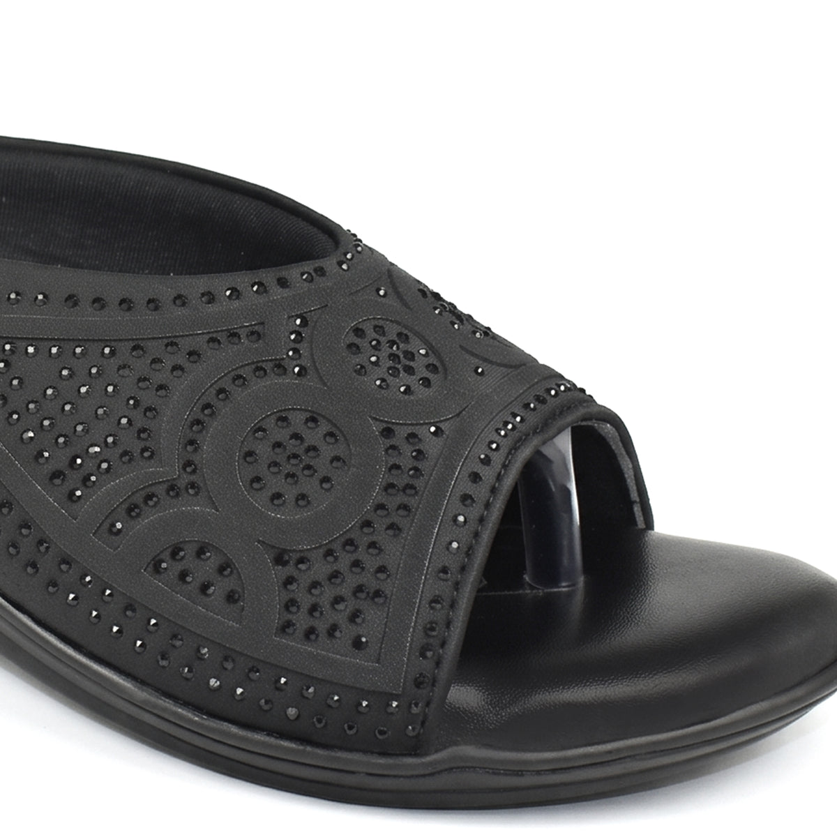 AJANTA Rhinestone Embellished Wedge Sandal for Women | Ethnic Toe Post Slip-On Casual Sandal | Girls  Comfortable Heel Sandal | Lightweight Footwear For Occasions, Party, Festive, Office, Travel