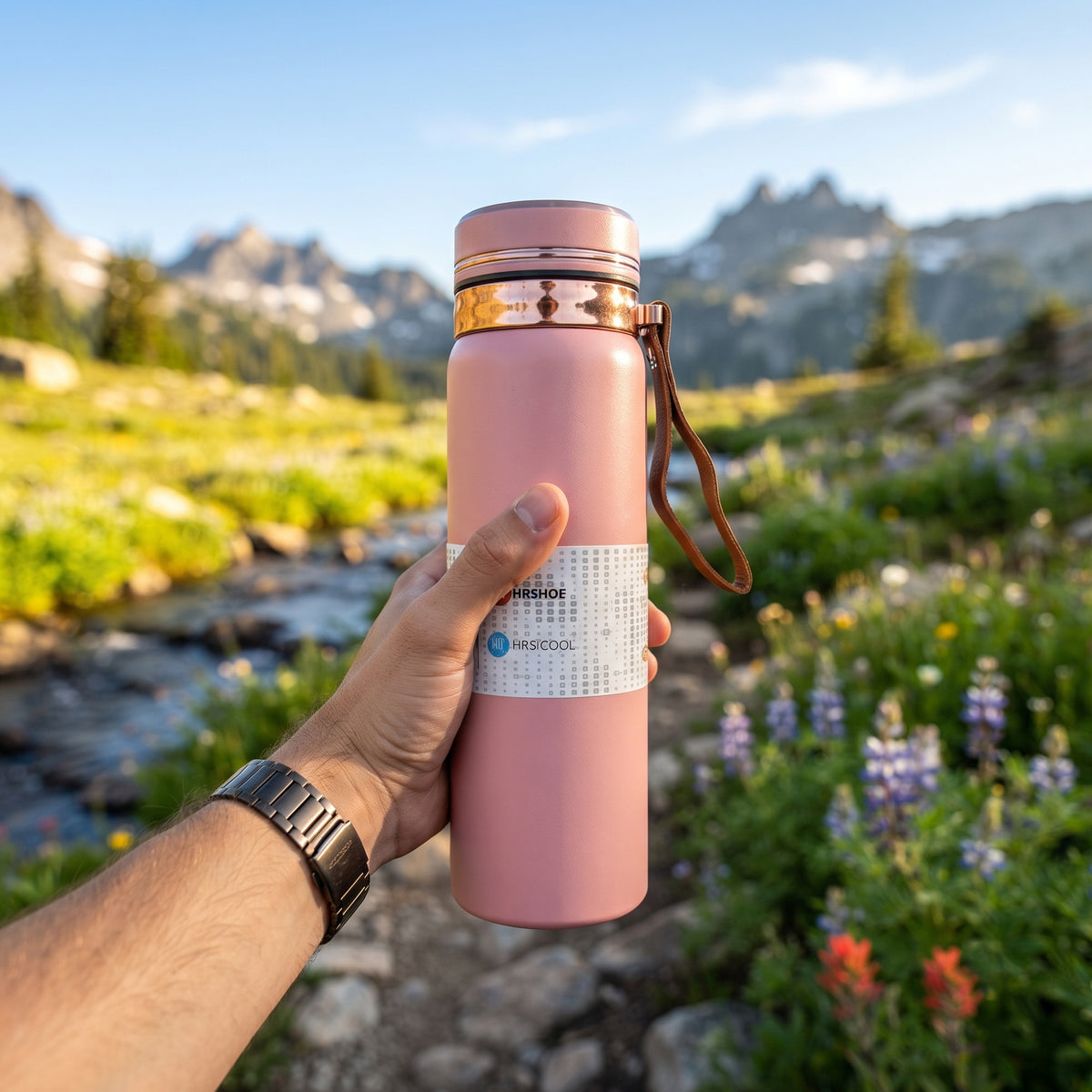 AJANTA 1 Litre Stainless Steel Water Bottle | Double Wall Vacuum Insulated Thermal Flask | 12H Hot & 24H Cold Retention | Leak Proof Water Bottle with Carry Strap, Inner Strainer & Matte Finish Drinking Bottle For Office, Gym & Travel