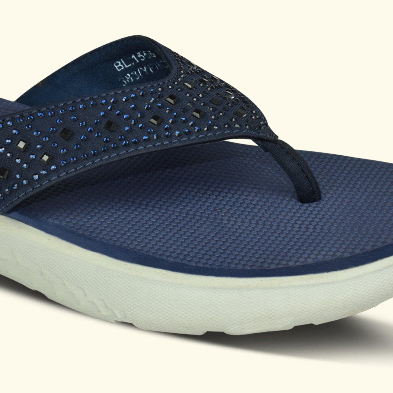 QIARRA V- Strap, Embellished, Comfort, Slip-On Casual Sandals for Women BL1555