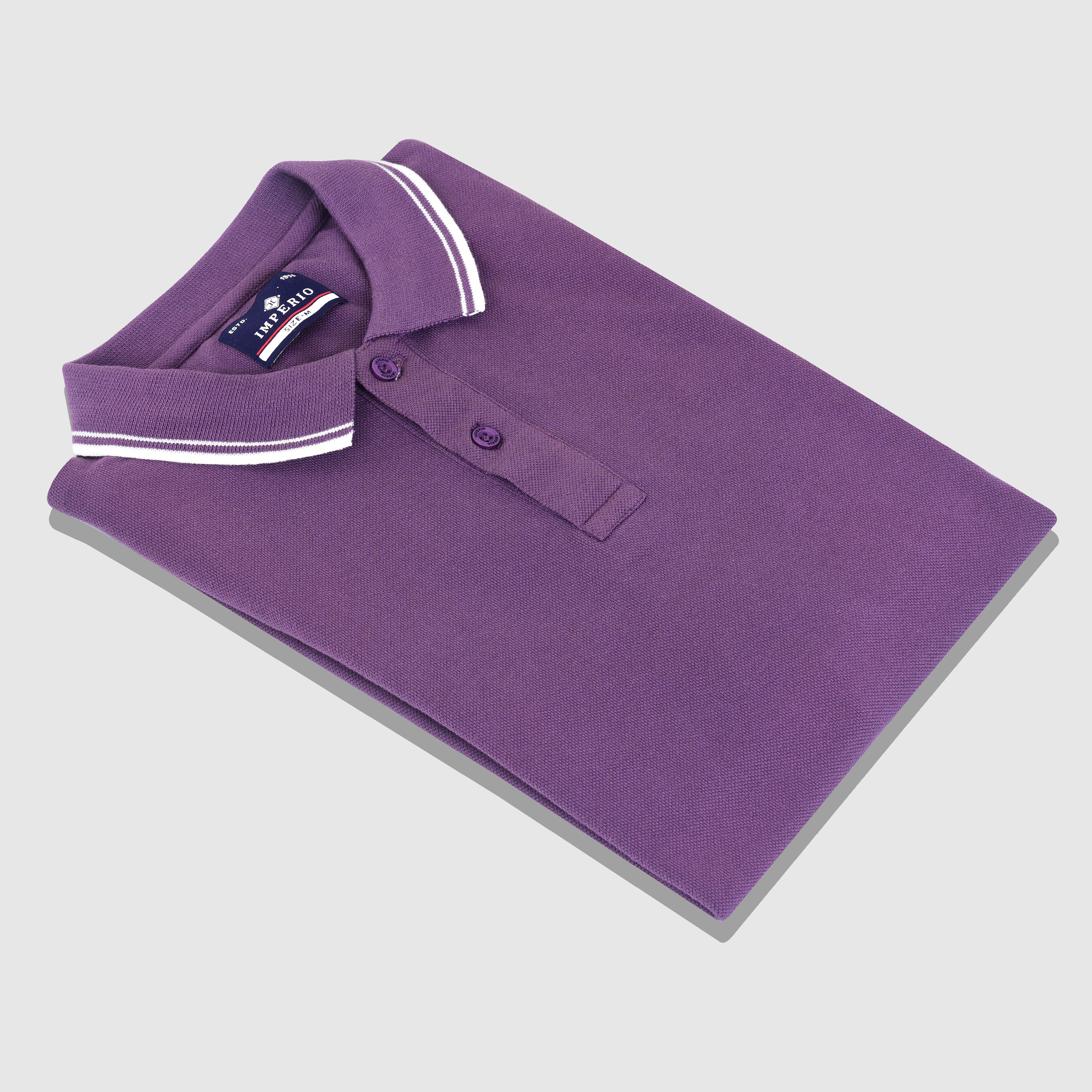 Imperio Men Solid Polo Neck Polyester Purple T-Shirt TC5007