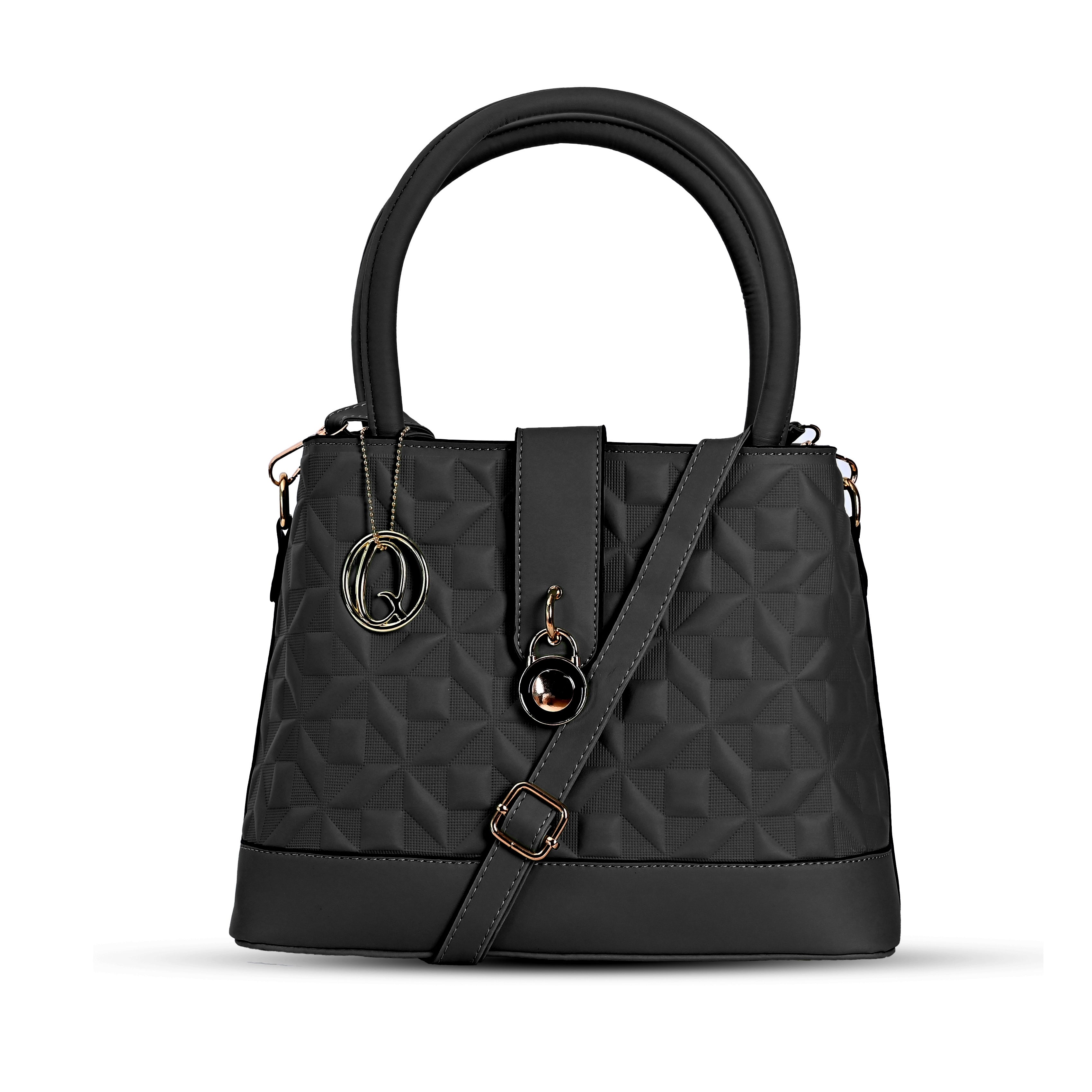 QIARRA Women's Black bag, Handbag For Office And College | Daily & Travel Use | Satchel Bag for Work | Lightweight Vanity Handbag for Women| Gift For Women VB8056