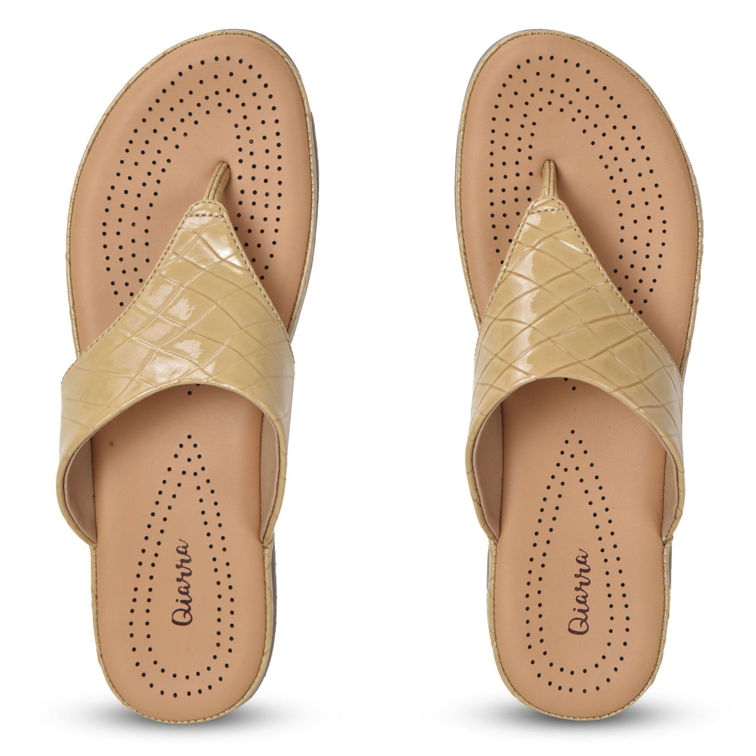 QIARRA by Ajanta Women’s Beige Flat Sandals