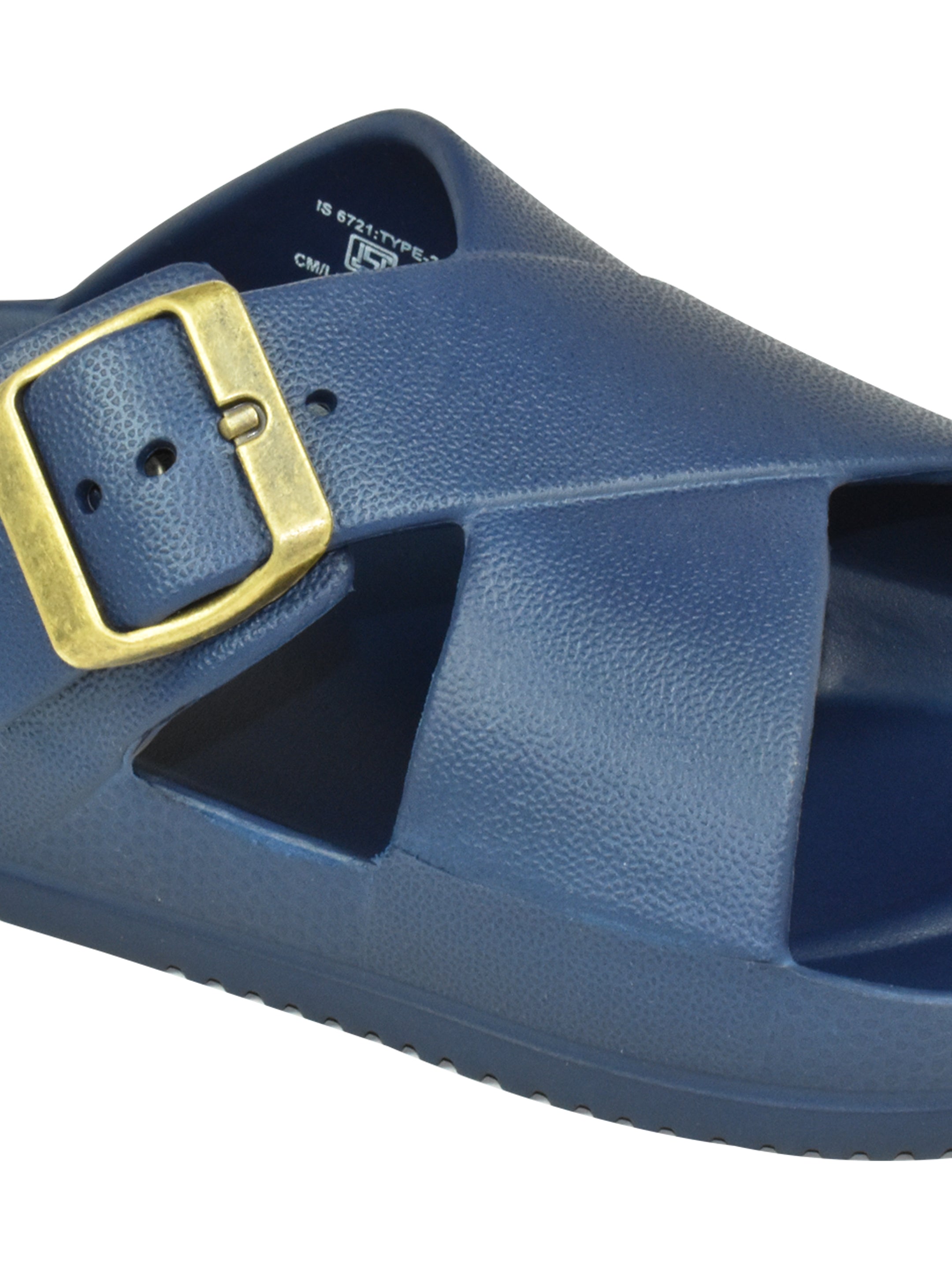 Ajanta Men’s Adjustable Buckle Slippers – Lightweight EVA Molded Orthopedic Slip-Ons for All-Day Comfort (Blue)-EG3048