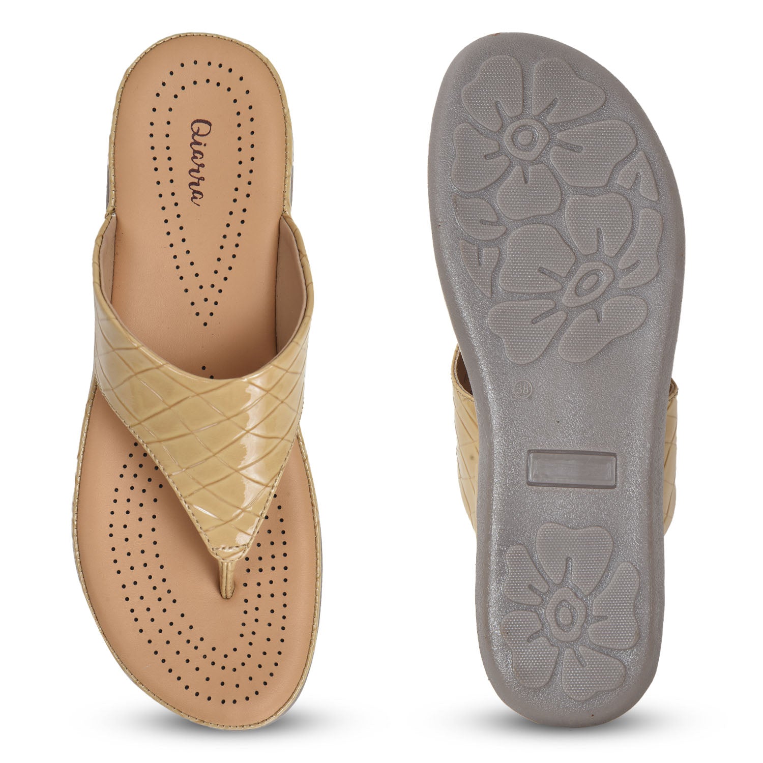 QIARRA by Ajanta Women’s Beige Flat Sandals