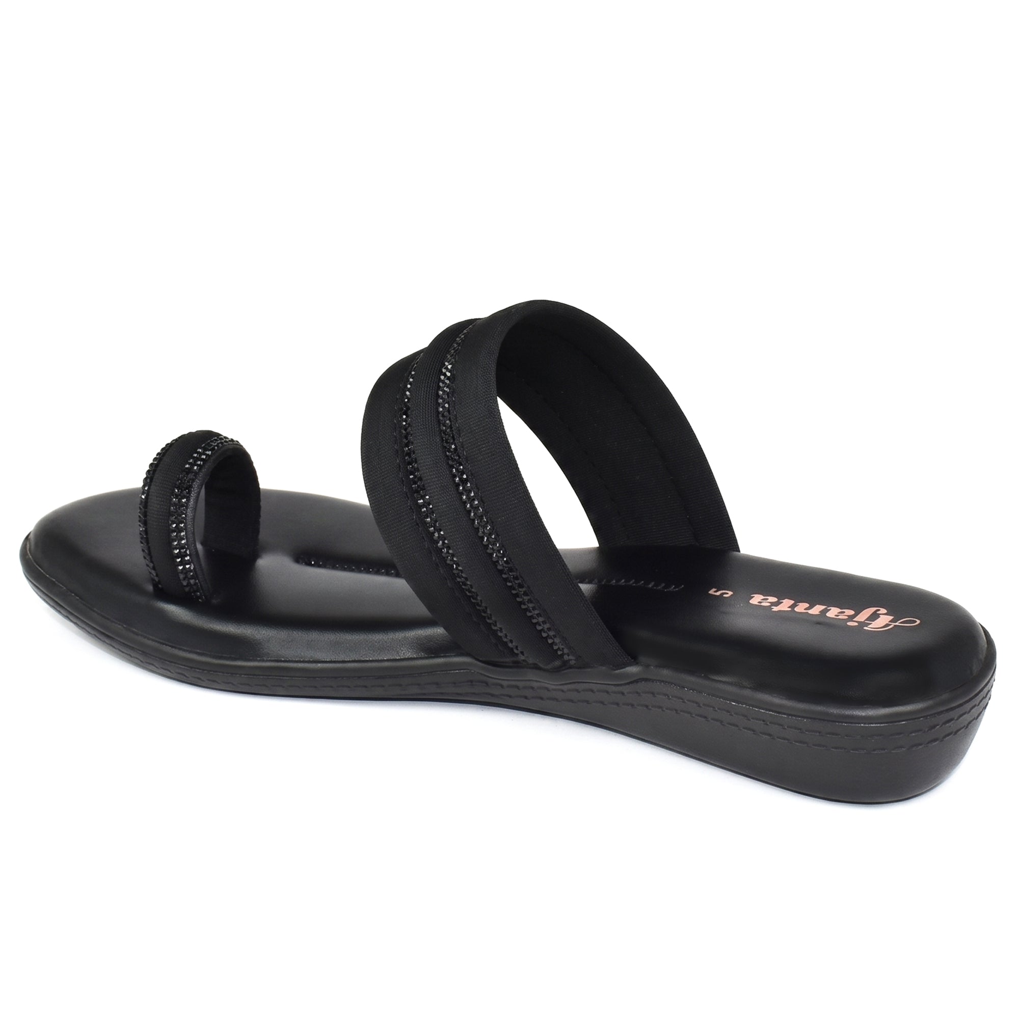 AJANTA Women Casual Slip-On Sandals | Comfortable & Durable Design (Black)