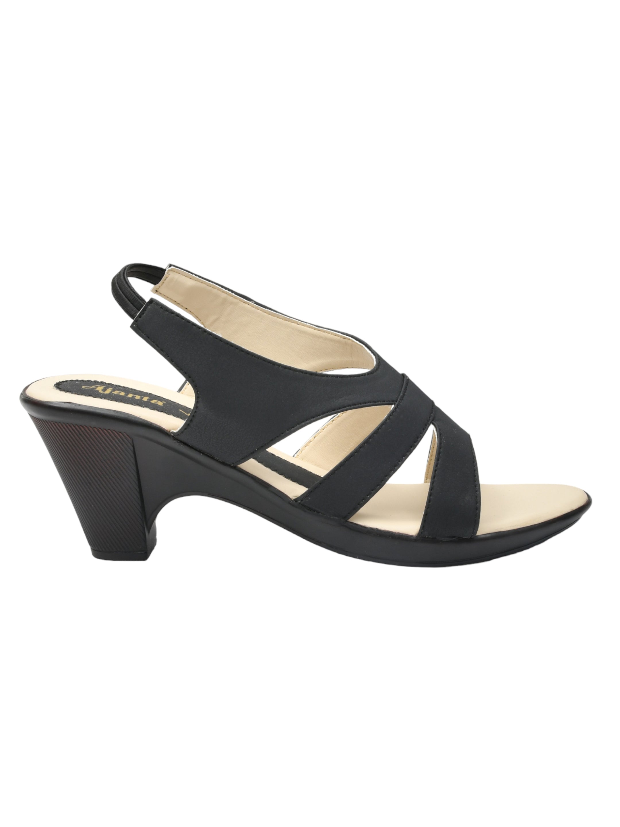 Ajanta Women's Black Heeled Sandals | Stylish Synthetic Upper | Durable PVC Sole | Elegant Daily & Party Wear Sandal LB0633