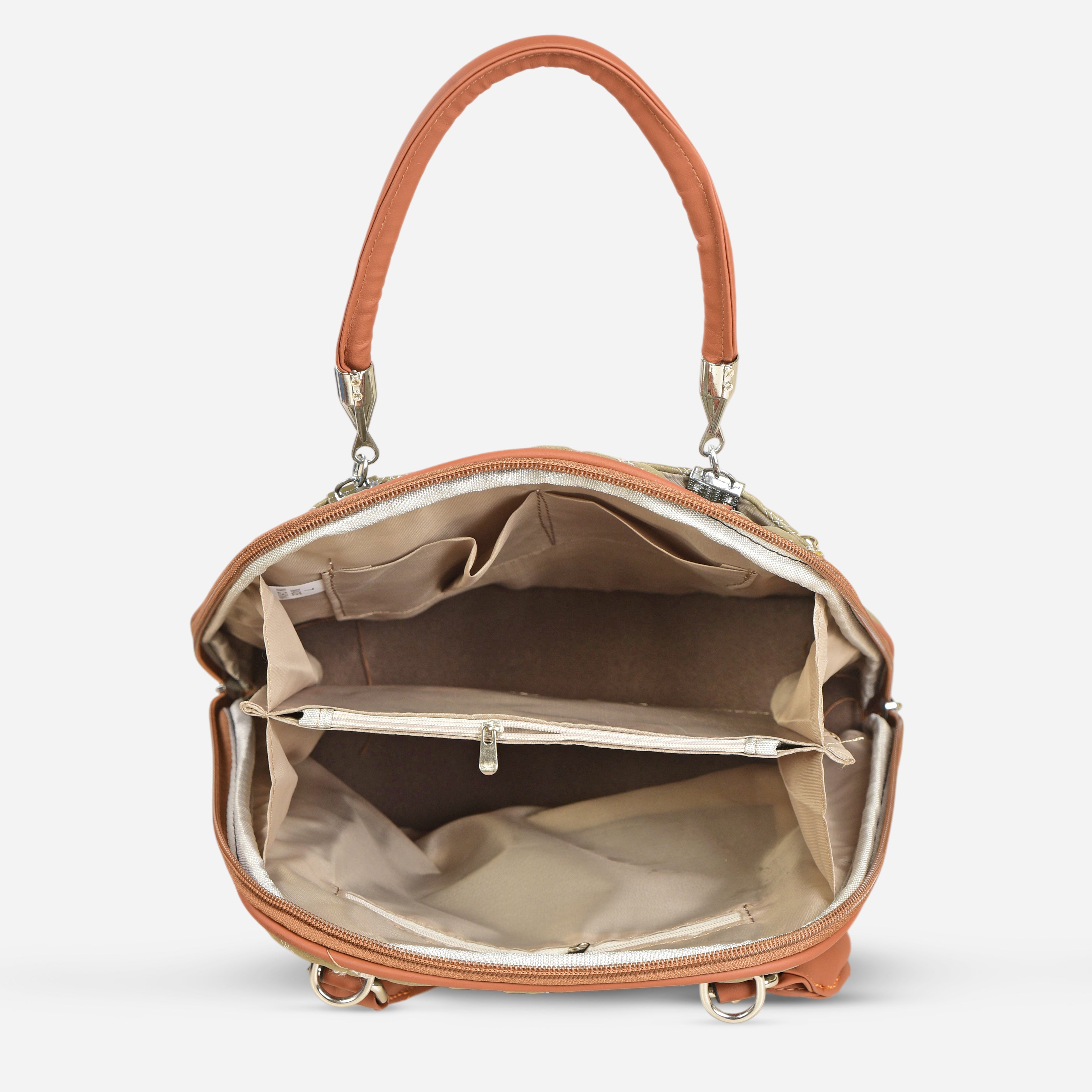 QIARRA by Ajanta Women's 3-in-1 Harvest Gold Convertible Handbag with 3 Chains-VB8103