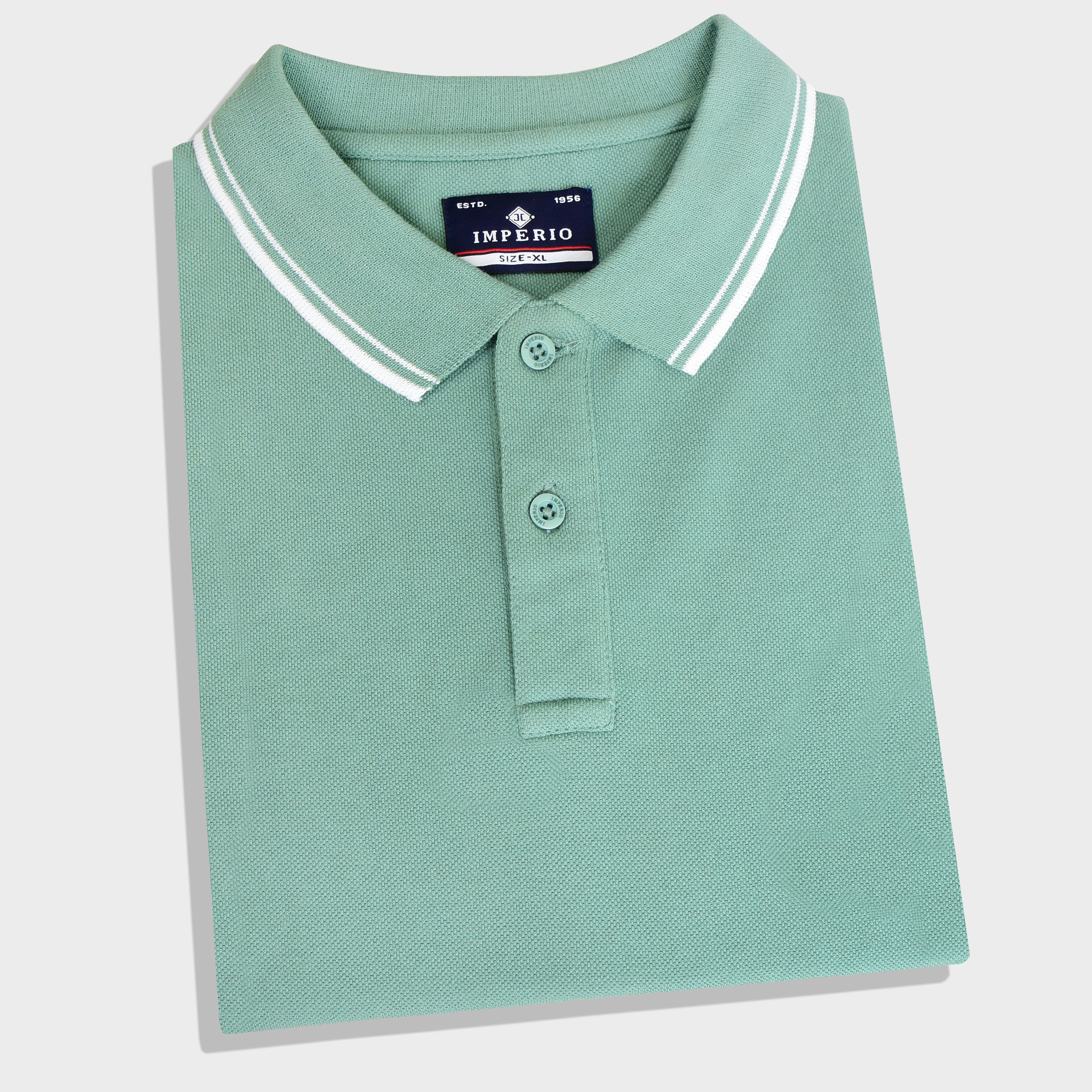 Imperio Men Solid Polo Neck Polyester Green T-Shirt TC5010