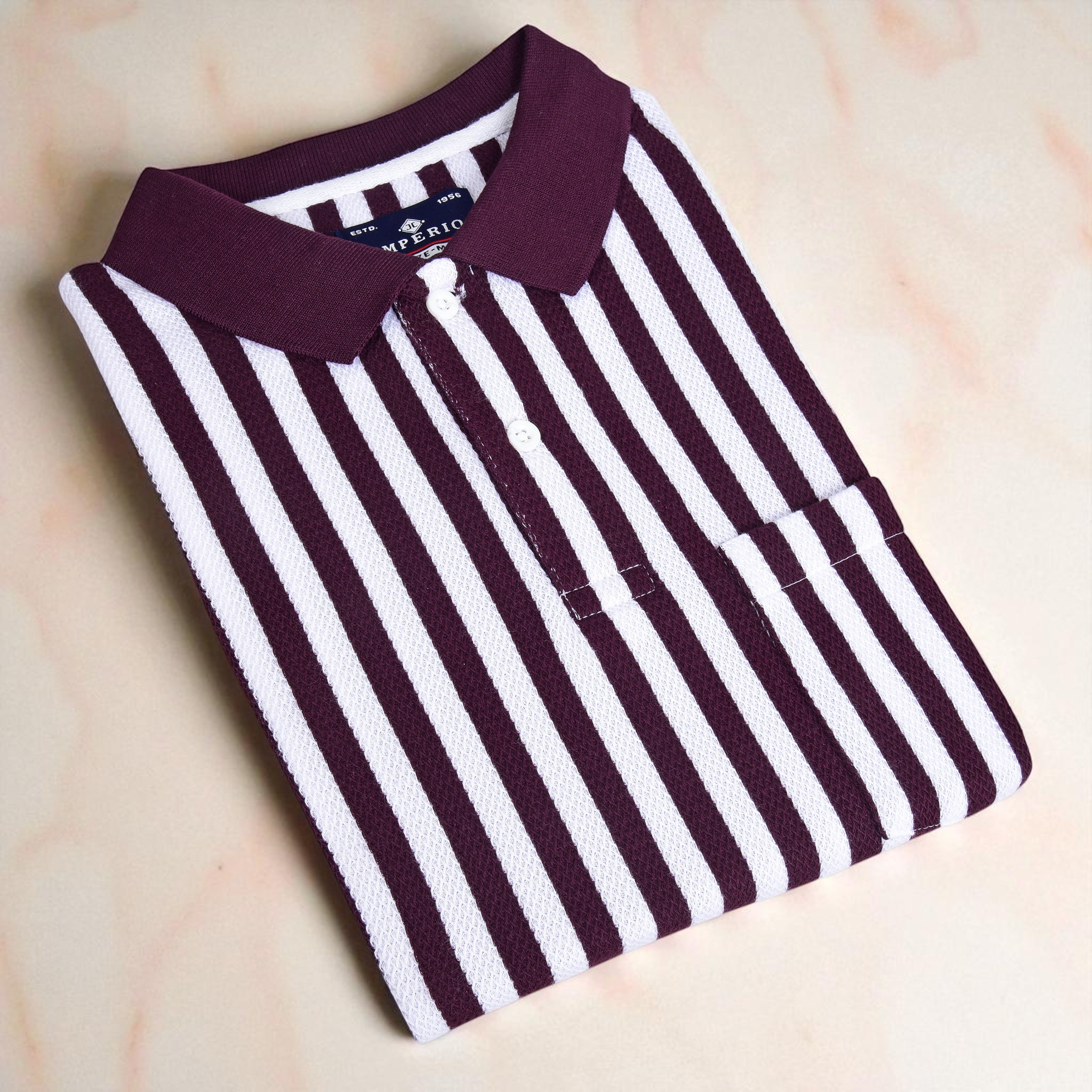 IMPERIO Men Regular Fit Striped Casual Half Sleeves Polo Collar T-Shirts TC5021