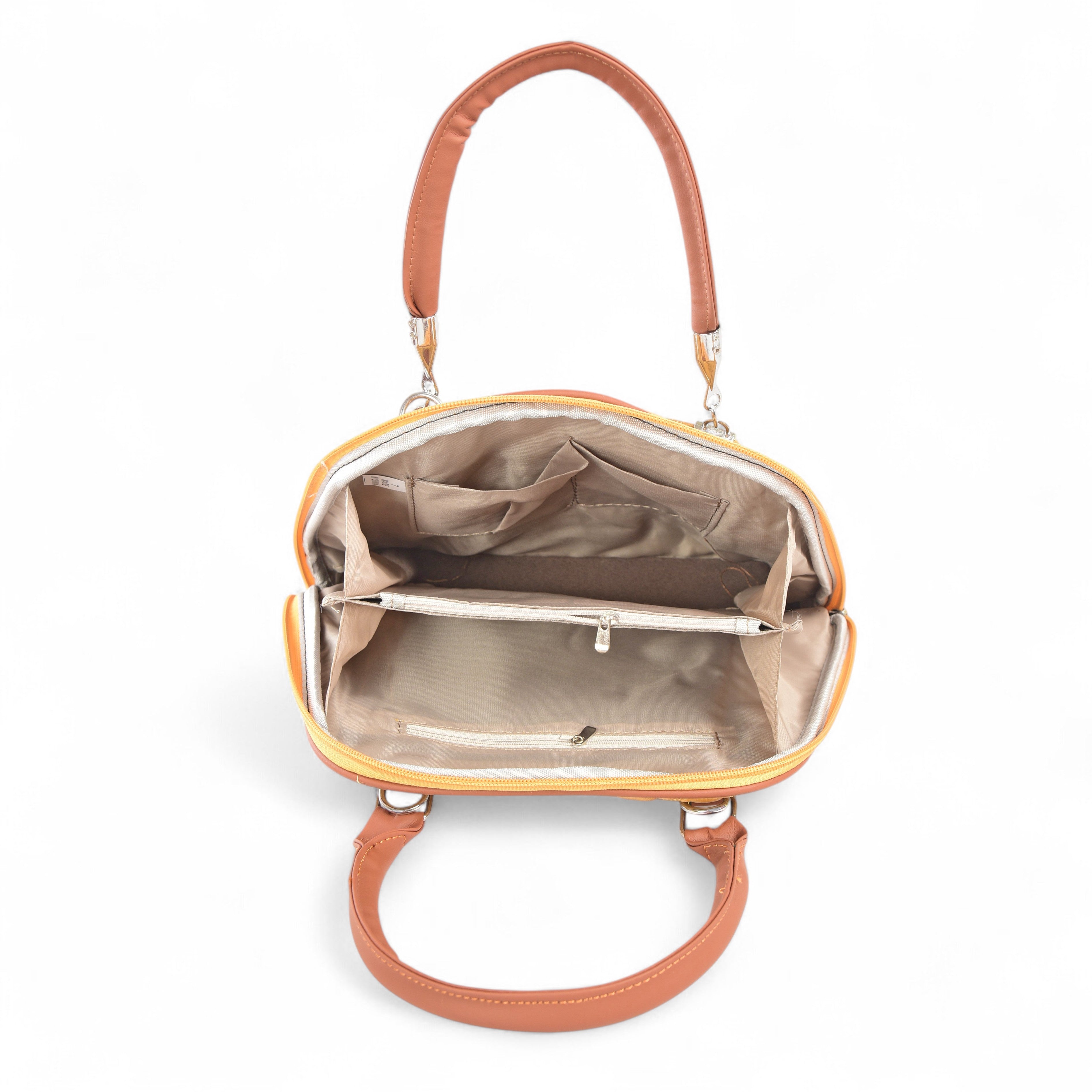 QIARRA Mustard Luxe Artificial Leather Premium Quilted Satchel Bag / Handbag with Detachable Slings VB8028