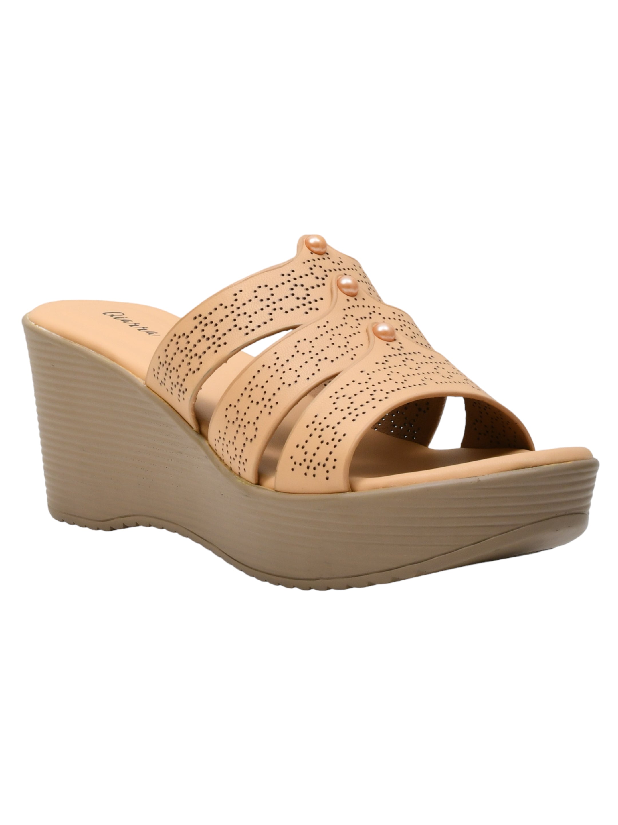 QIARRA by Ajanta Women’s Beige Wedge Sandals