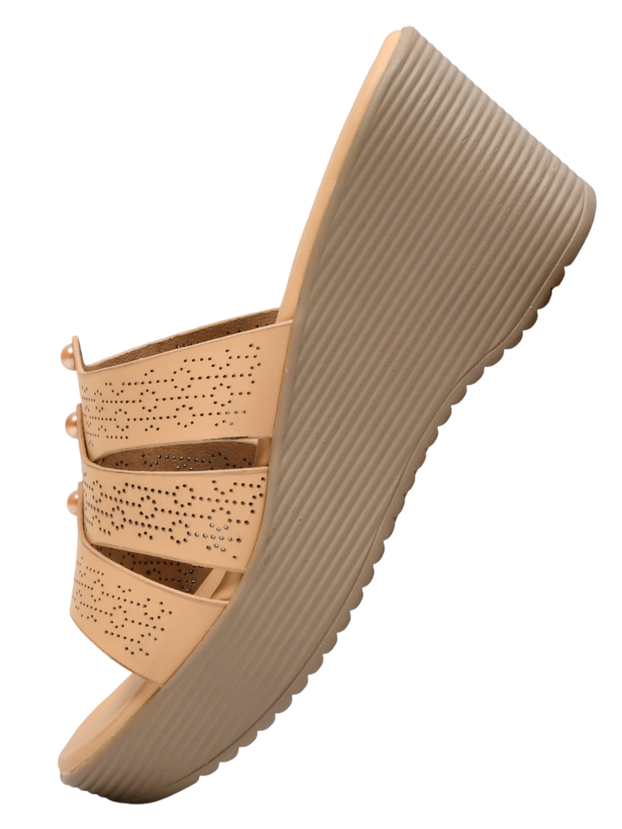 QIARRA by Ajanta Women’s Beige Wedge Sandals