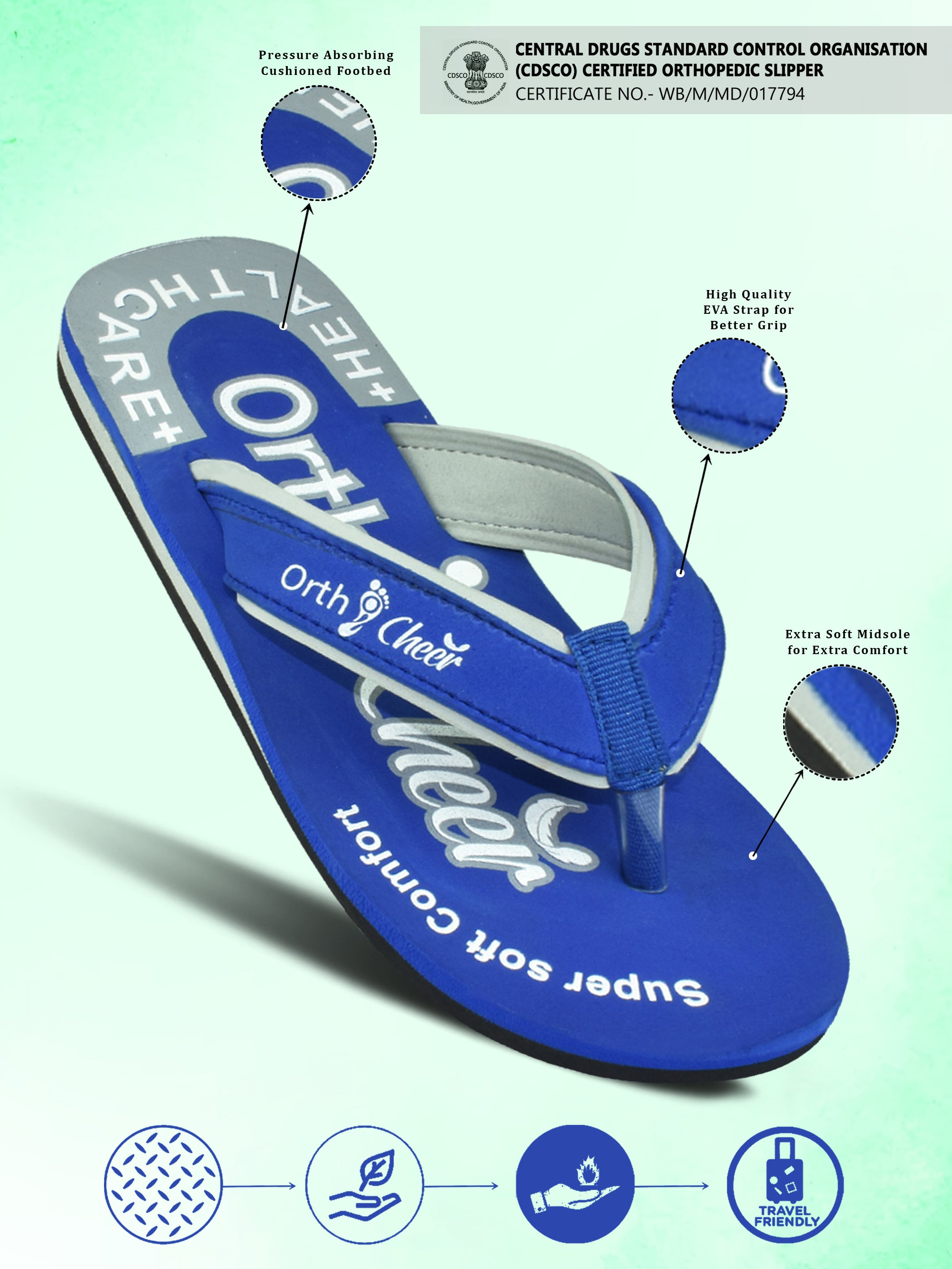 Ortho Cheer Women's Orthopedic and Diabetic Relief Super Soft, Lightweight & Comfortable Slipper AO2004