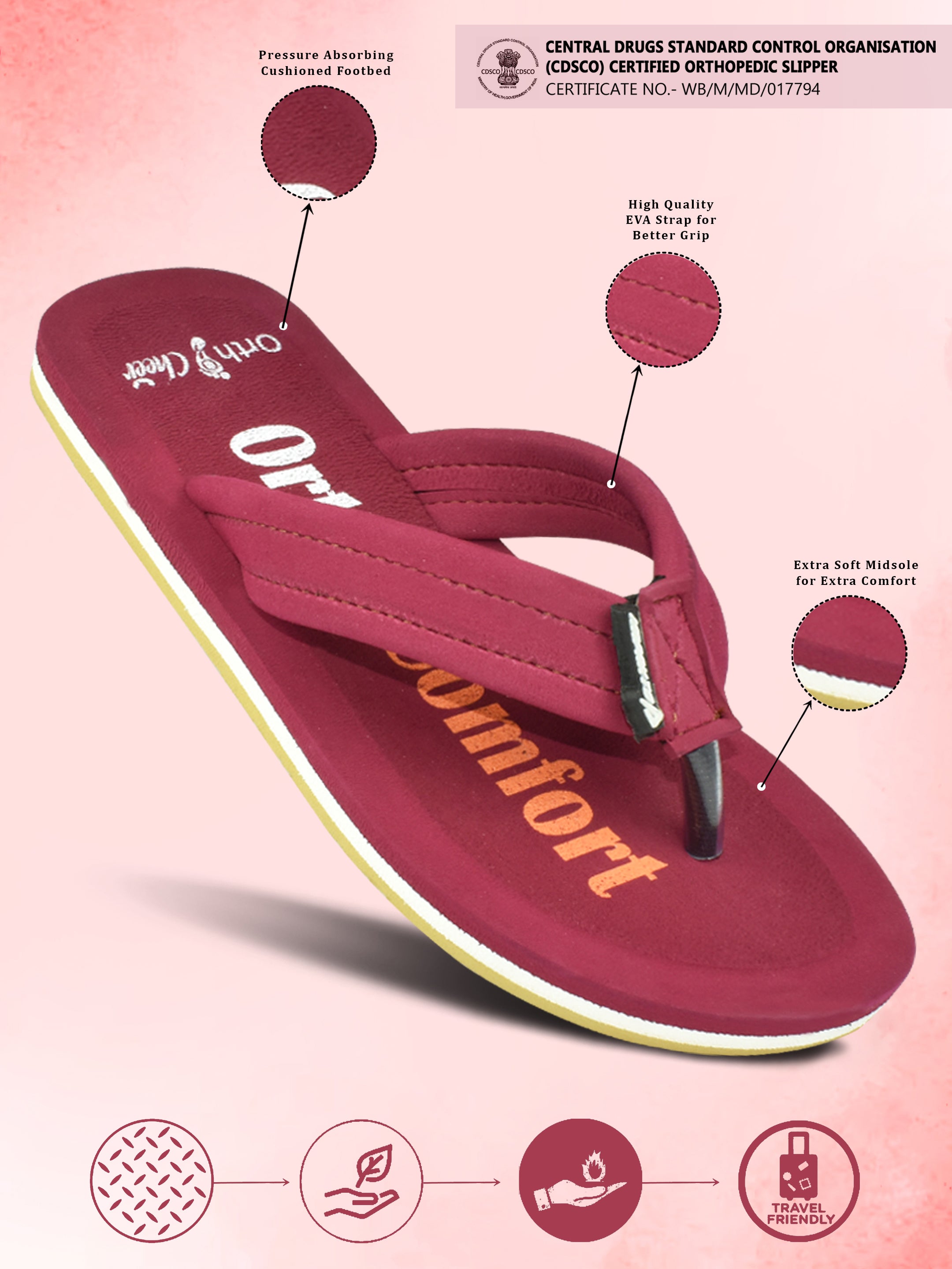 Ortho Cheer Women's Orthopedic and Diabetic Care Super Soft House Slippers for Regular Use AO2010