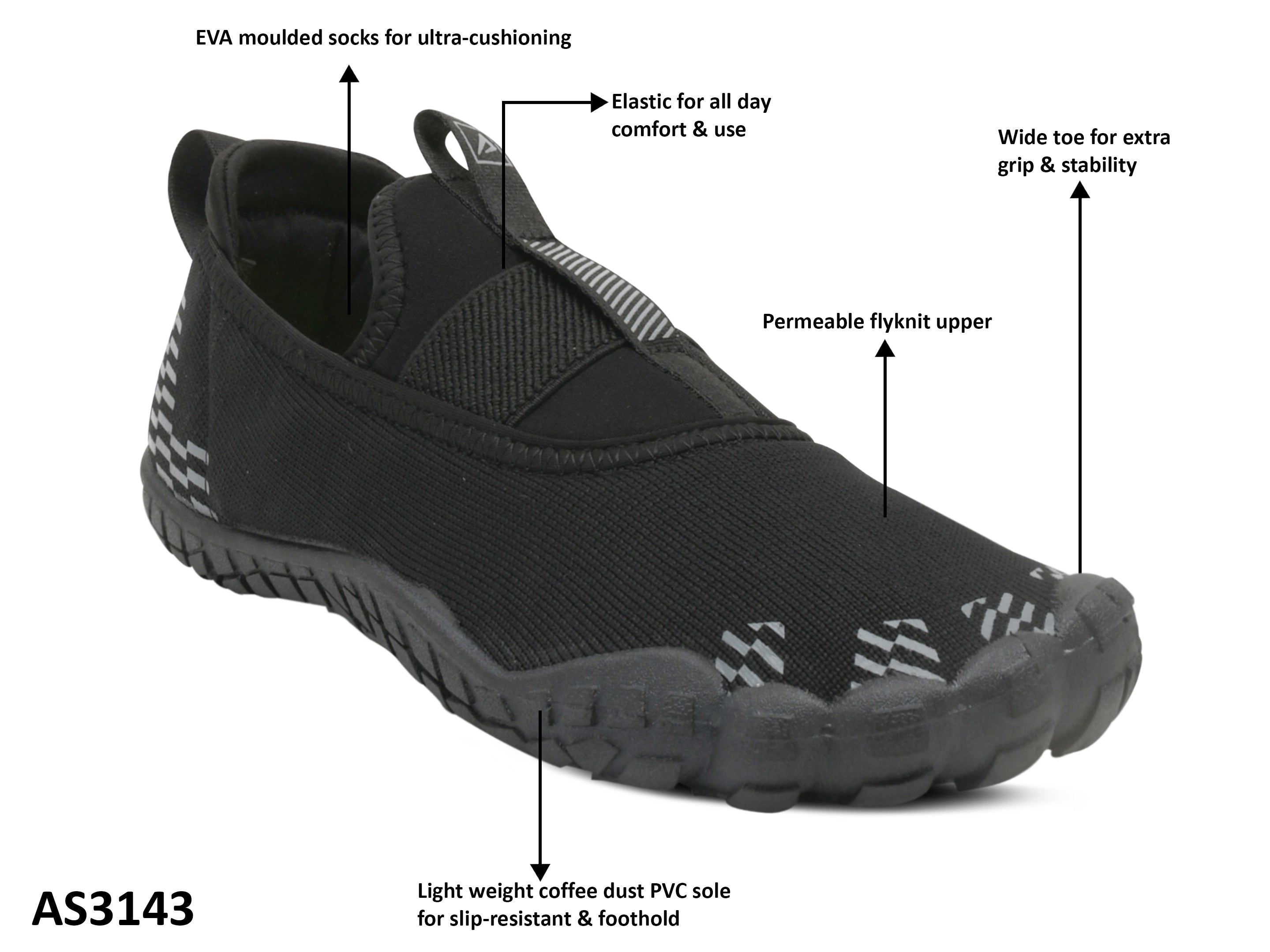 Impakto Barefoot Rooted Unisex Black Gym Shoes AS3143