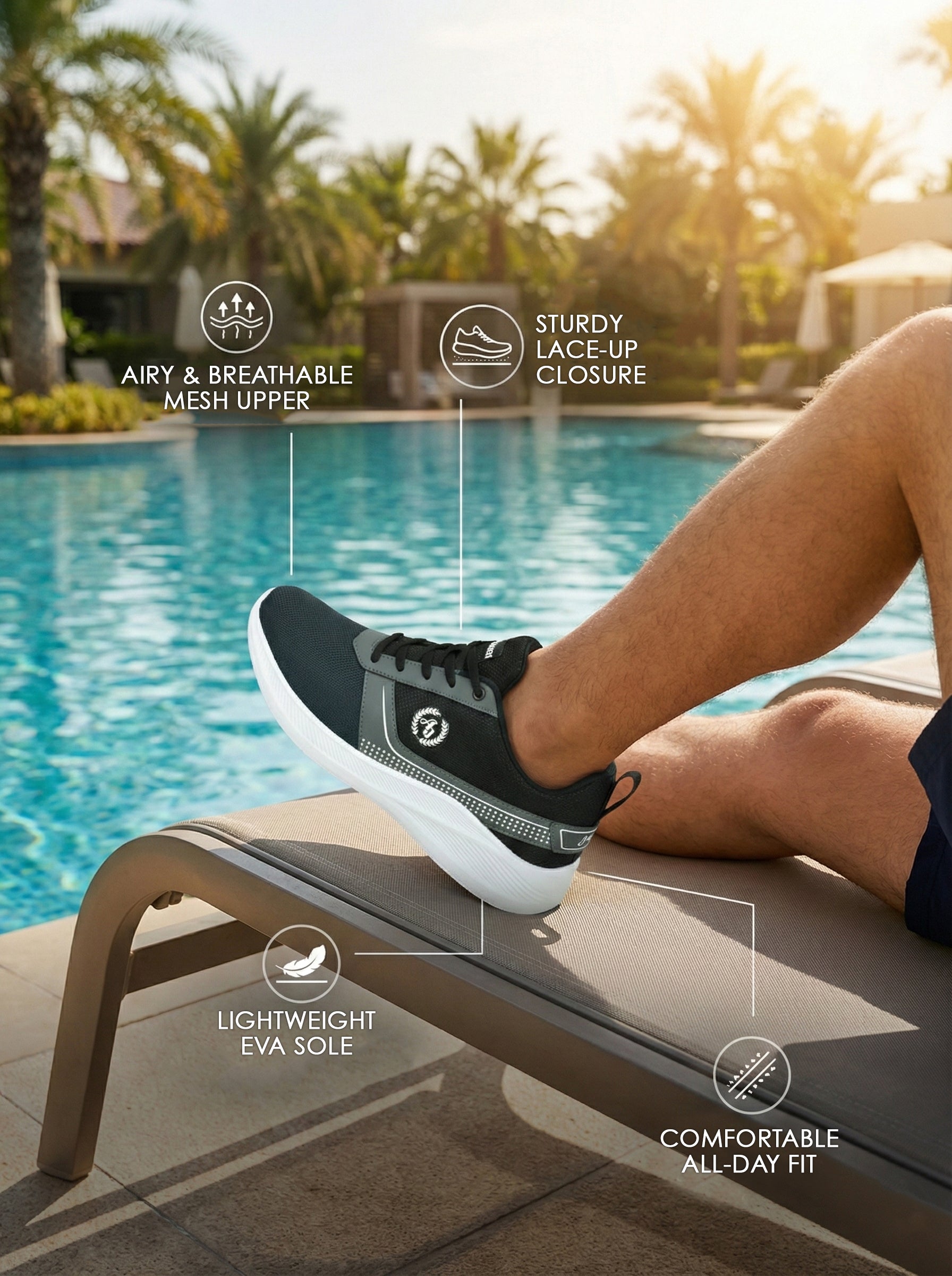 Ajanta Men’s Dual-Color Black & White Casual Shoe with Lightweight EVA Sole