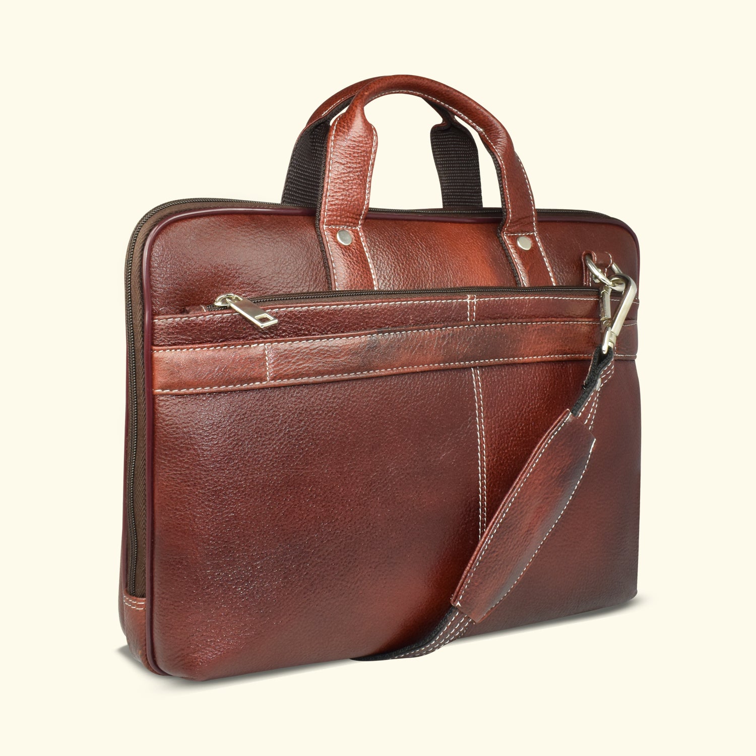 AJANTA 14.5-Inch Premium Leather Laptop Messenger Bag, Durable Office Briefcase with Adjustable Shoulder Strap for Men JB5001