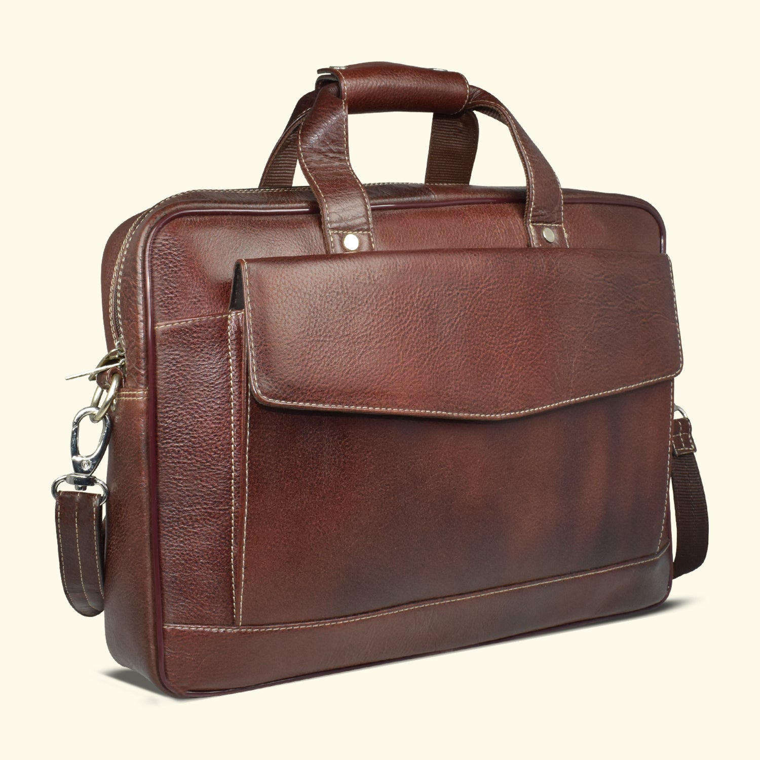 AJANTA 15.8-Inch Premium Leather Laptop Messenger Bag, Durable Office Briefcase with Adjustable Shoulder Strap for Men JB5002