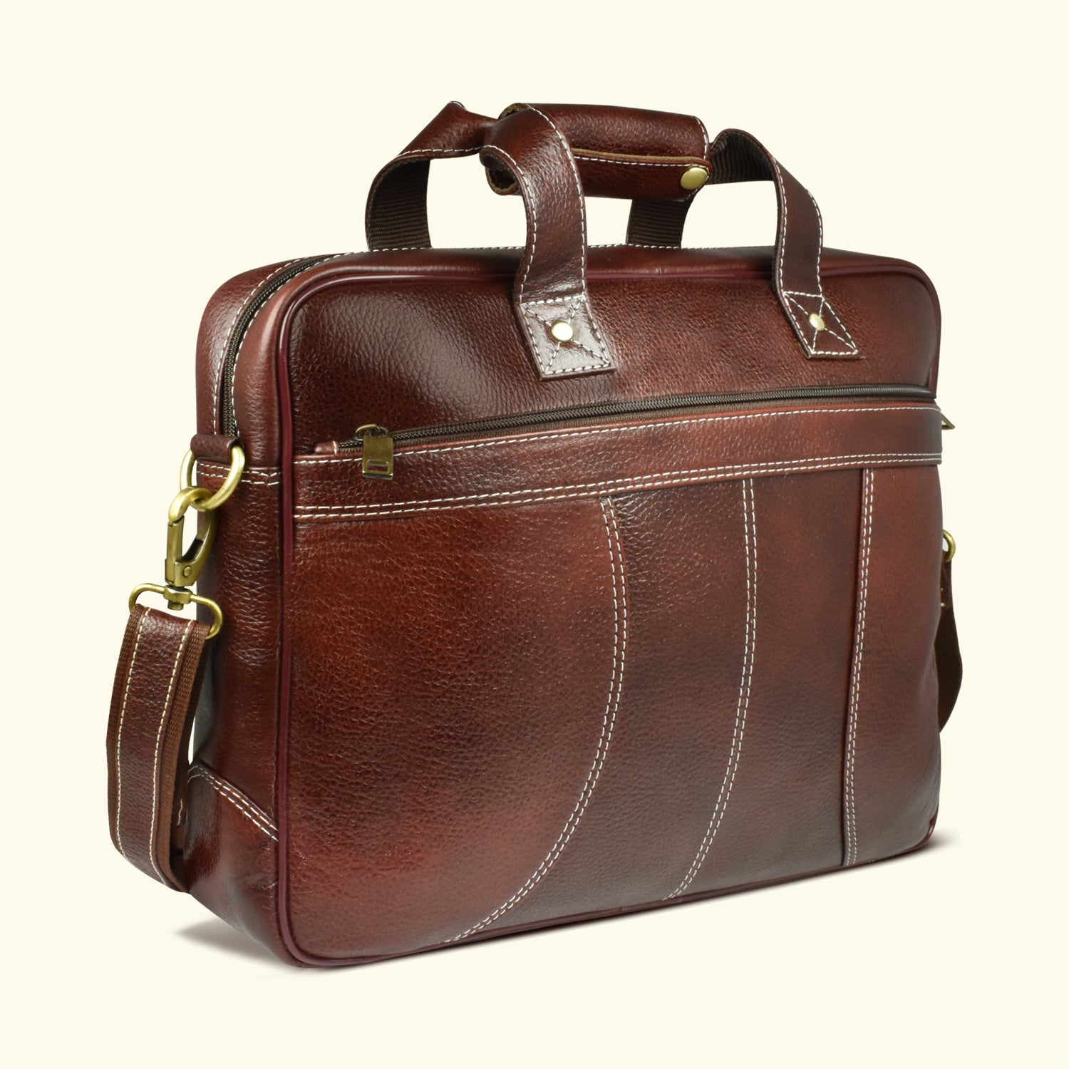 AJANTA 15-Inch Premium Leather Laptop Messenger Bag, Durable Office Briefcase with Adjustable Shoulder Strap for Men JB5003