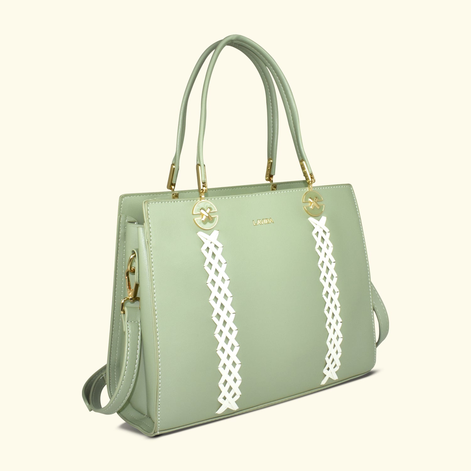 QIARRA by Ajanta Green Synthetic Handbag for Women | 2 Compartments | Detachable Sling Strap | Stylish Daily Use Bag-VB8016