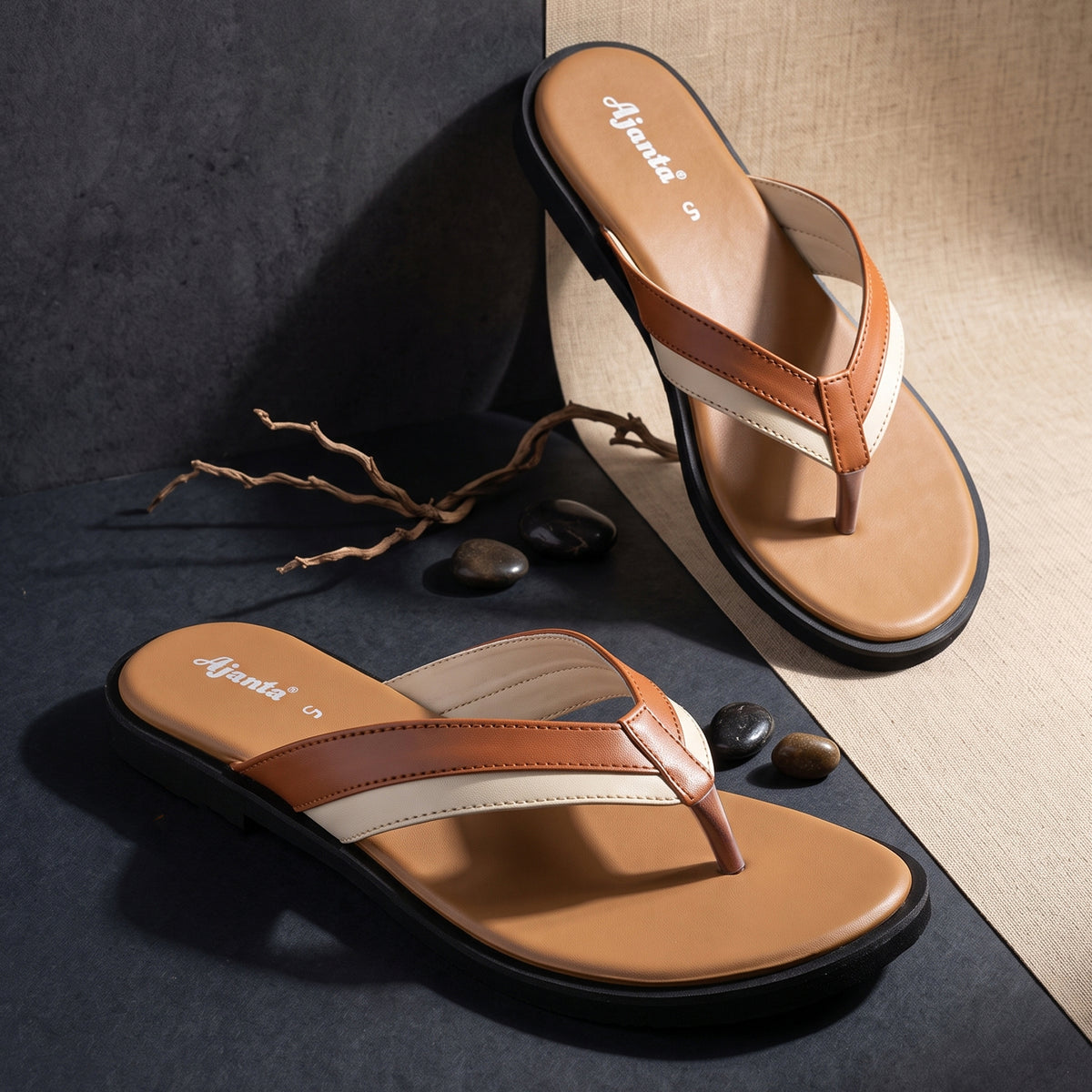 AJANTA Slip on Flat Sandals for Men | Casual Walking Office Outdoor Sandals | Lightweight Comfortable Footwear | Anti-Skid Travel Open Toe Summer Sandals, Slippers & Chappal for Women
