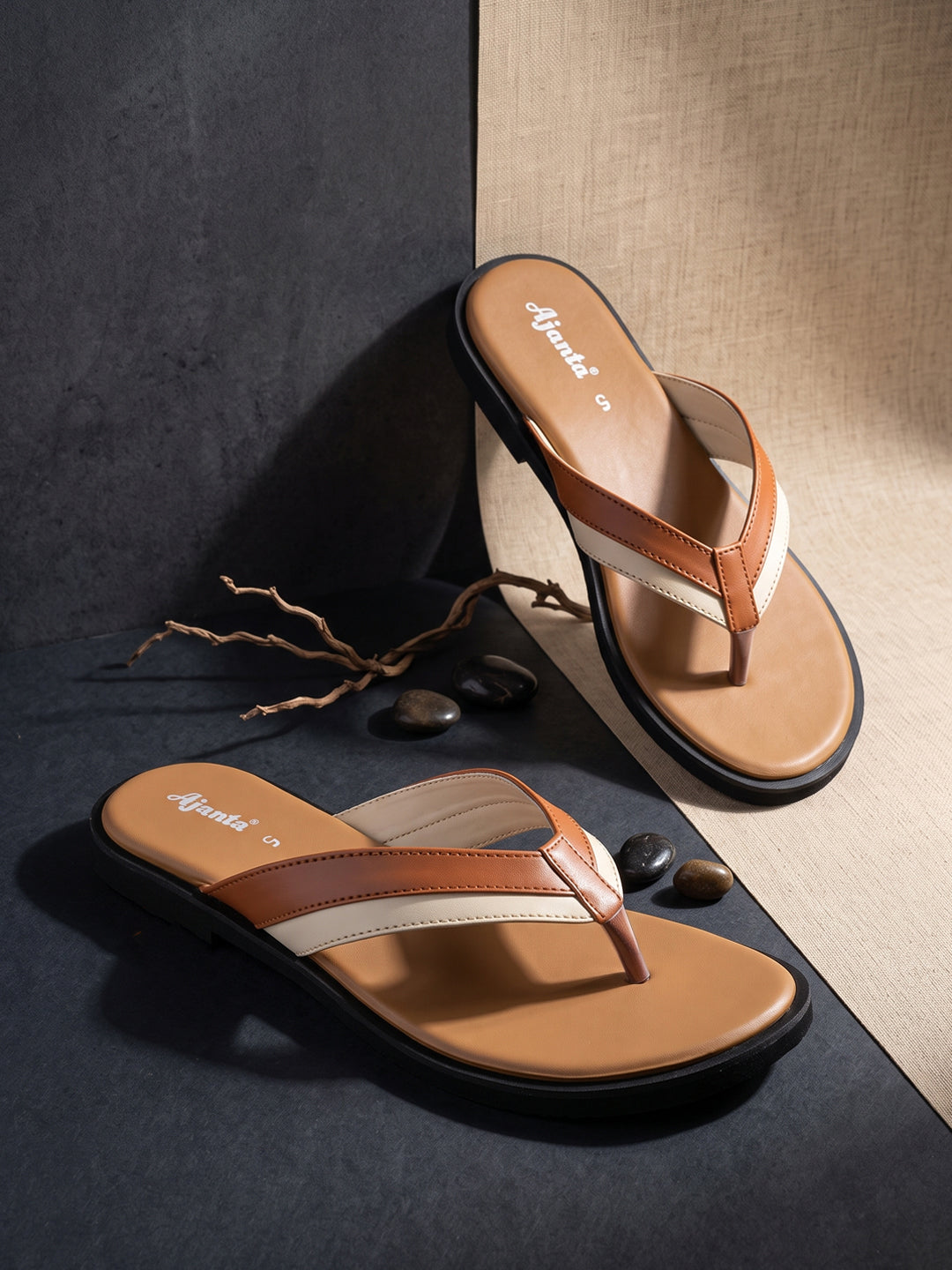 AJANTA Slip on Flat Sandals for Men | Casual Walking Office Outdoor Sandals | Lightweight Comfortable Footwear | Anti-Skid Travel Open Toe Summer Sandals, Slippers & Chappal for Women