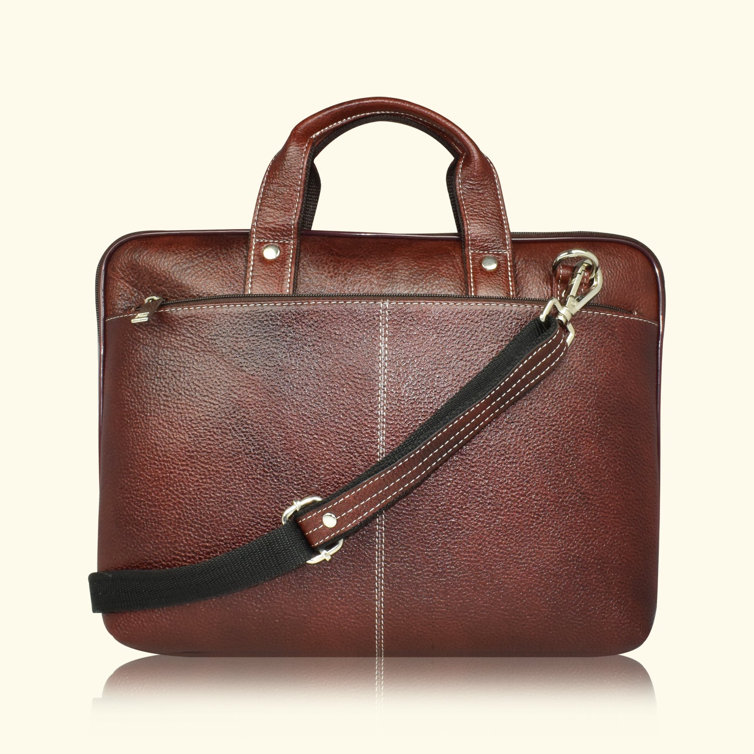 AJANTA 14.5-Inch Premium Leather Laptop Messenger Bag, Durable Office Briefcase with Adjustable Shoulder Strap for Men JB5001