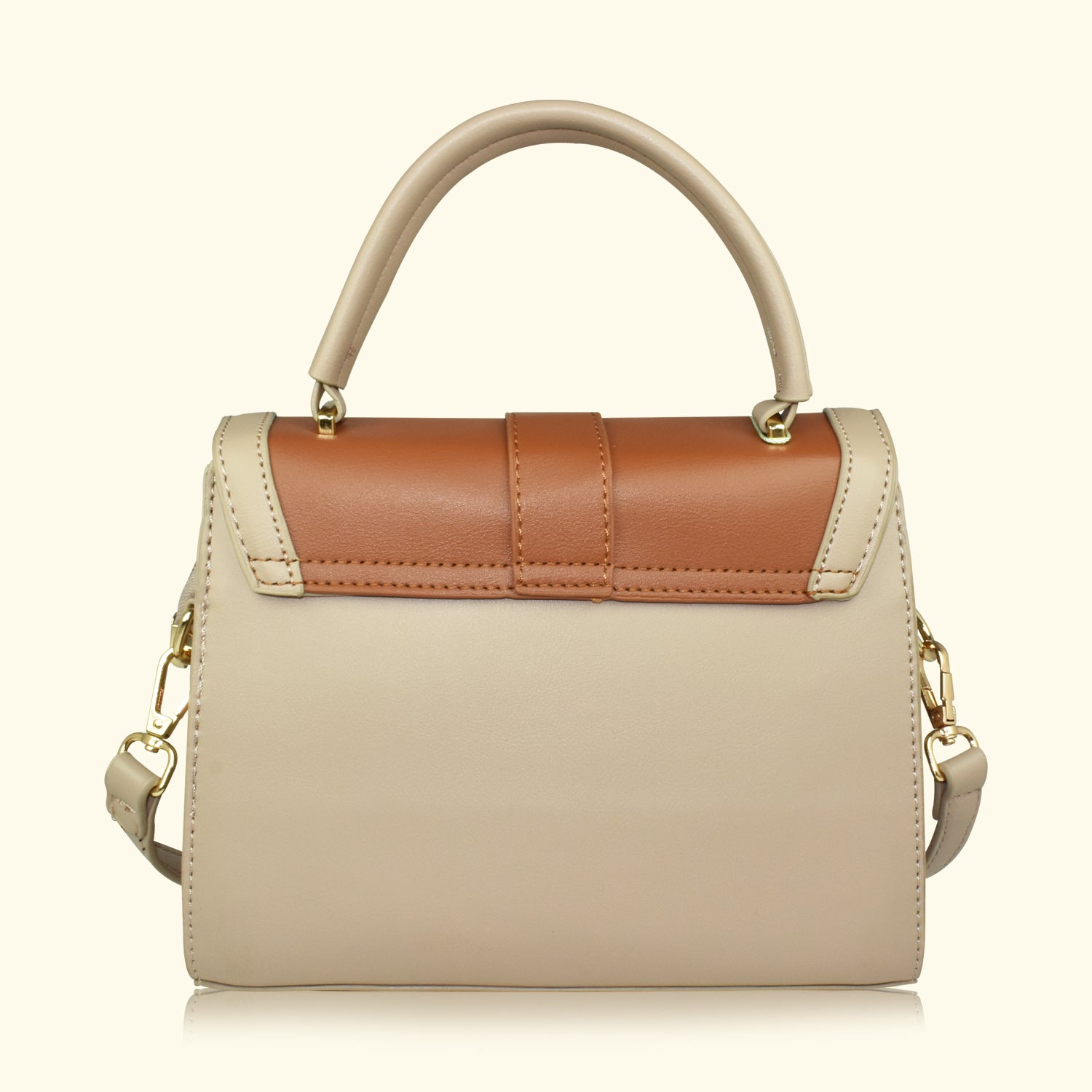 Ajanta Women's Tan & Beige Colorblocked Shoulder Bag with Snap Button VB2038