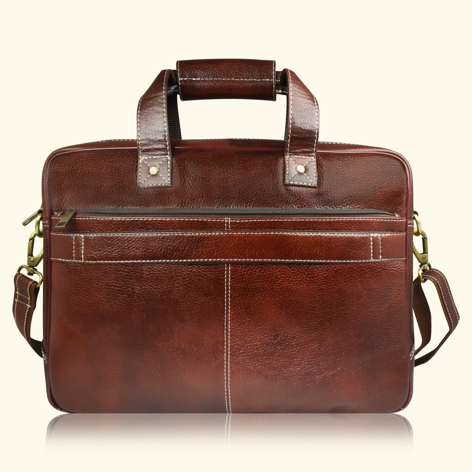 AJANTA 15-Inch Premium Leather Laptop Messenger Bag, Durable Office Briefcase with Adjustable Shoulder Strap for Men JB5003