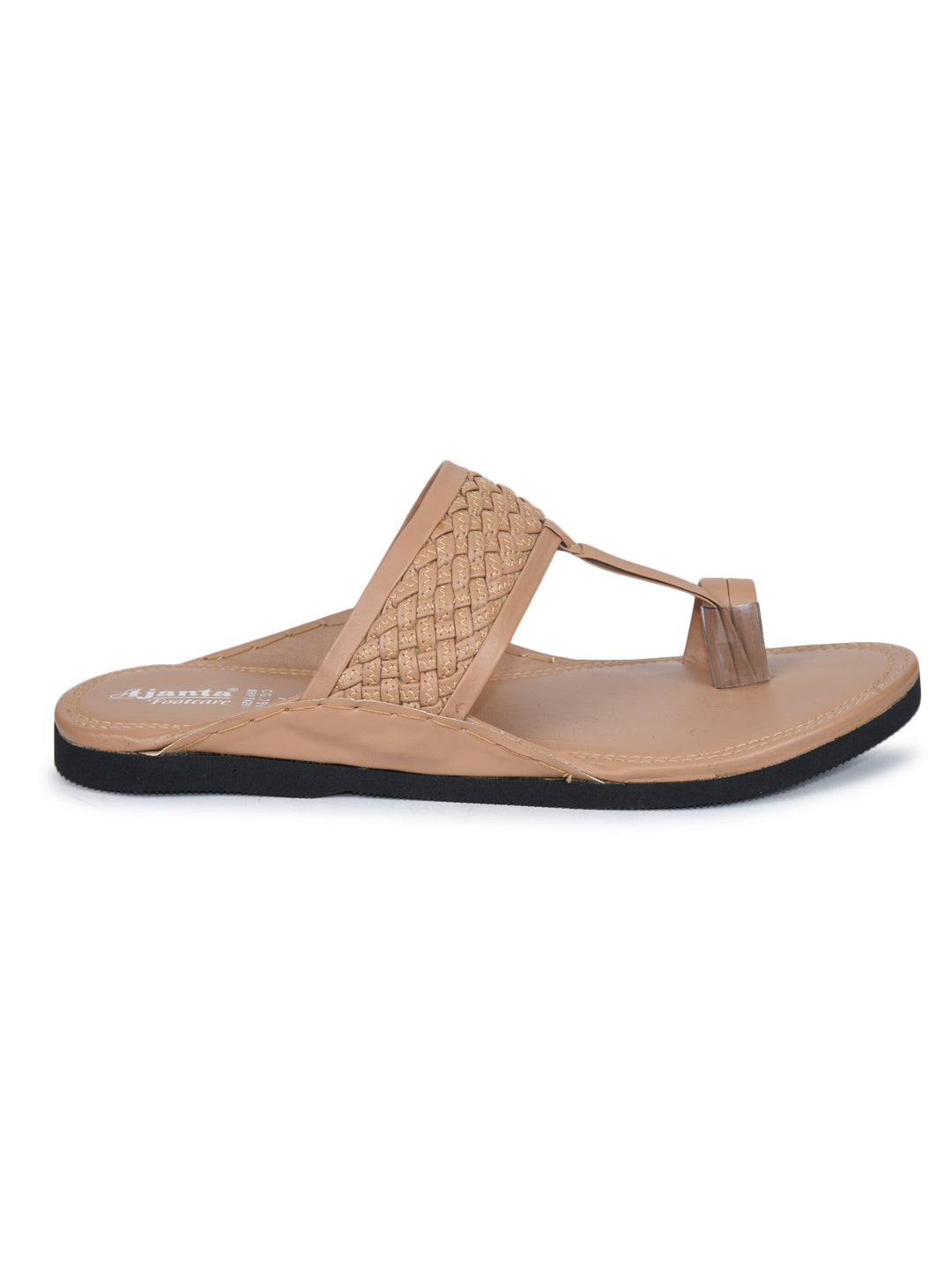 Ajanta Men’s Cream Sandals | Synthetic Upper | Durable Rubber Sheet Sole | Comfortable Slipper CG0796