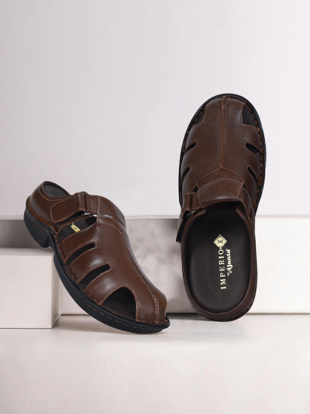 Imperio Brown Genuine Leather Men’s Comfort Sandal