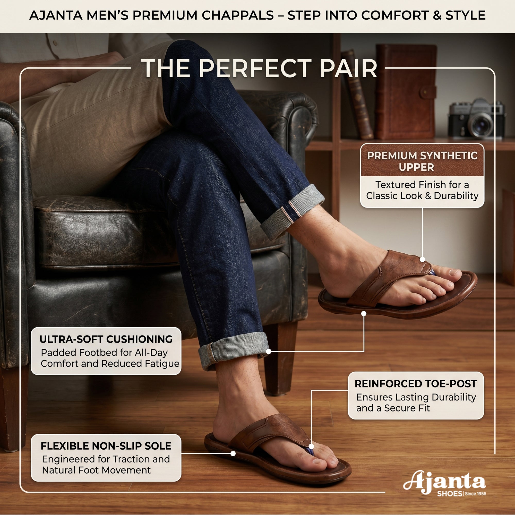 AJANTA Women Stylish Flat Sandals | Flexible Sole | Comfortable Fit (Brown)