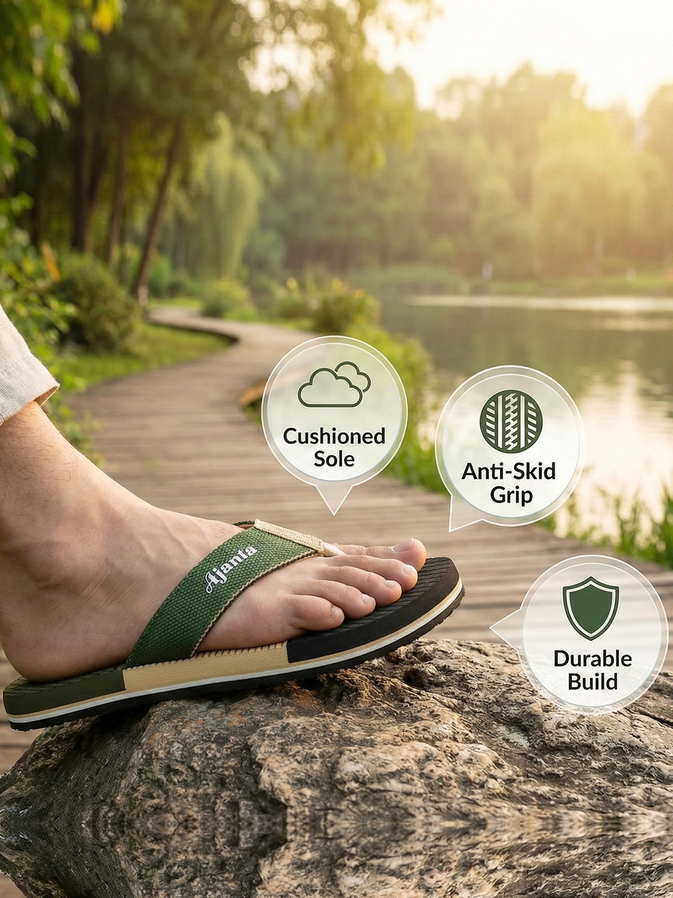 Ajanta Men’s Contemporary Daily-Wear Slipper with Soft Cushioned Footbed & Durable Build