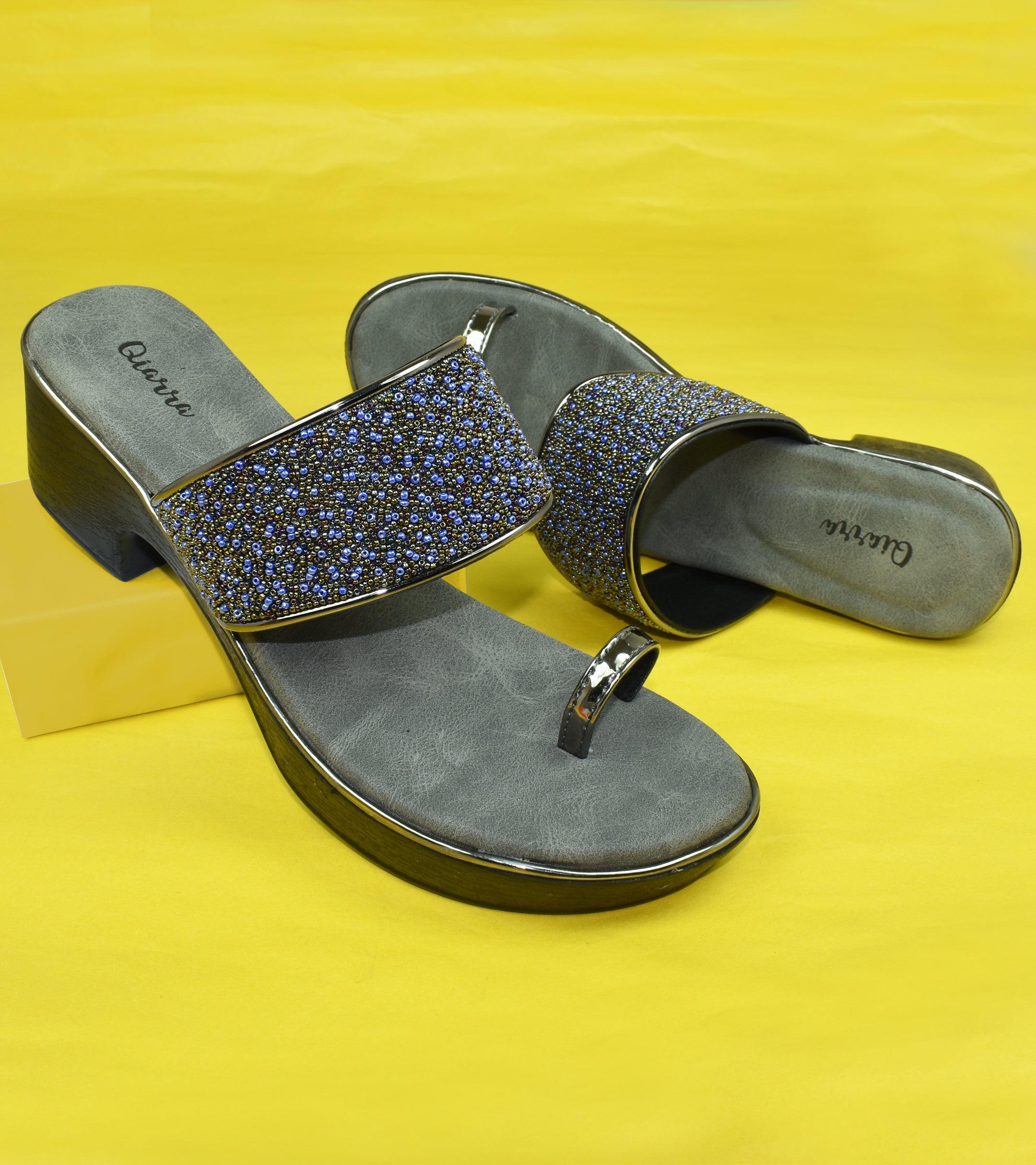 QIARRA by Ajanta Women’s One-Toe Heel Sandals for Daily & Party Wear