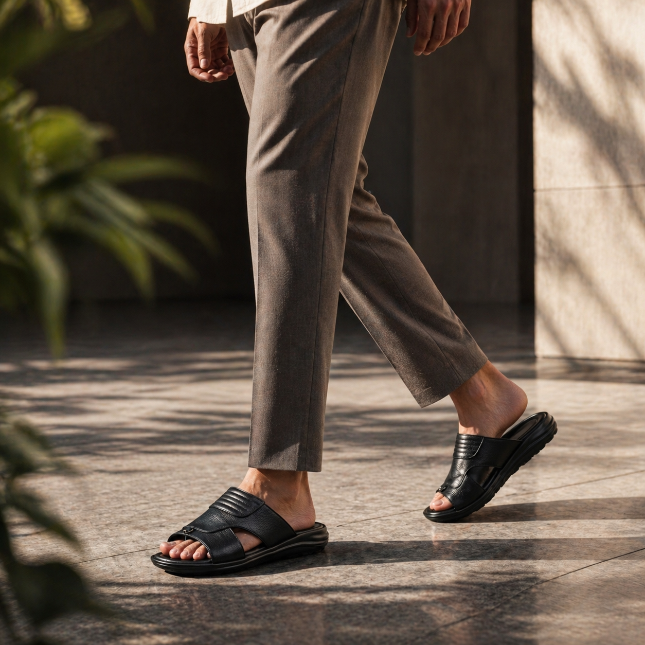 AJANTA Men Comfort Sandals | Lightweight & Durable Daily Wear (Black)
