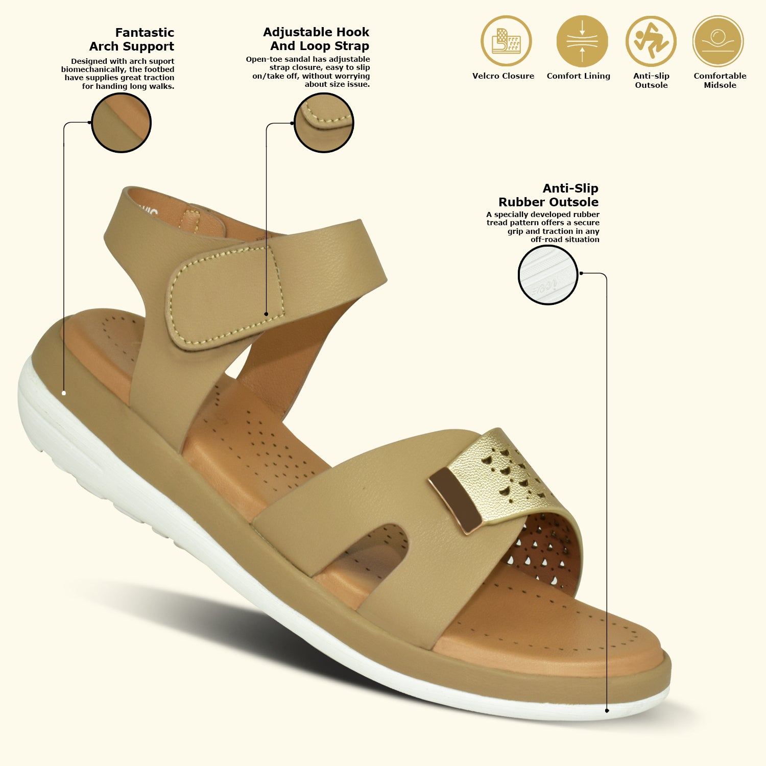 AJANTA Women Stylish Wedges Sandals For Women,Comfortable and Stylish Wedges,Soft Cushion Footbed For Casual Wear & Formal Wear Occasions EL4019