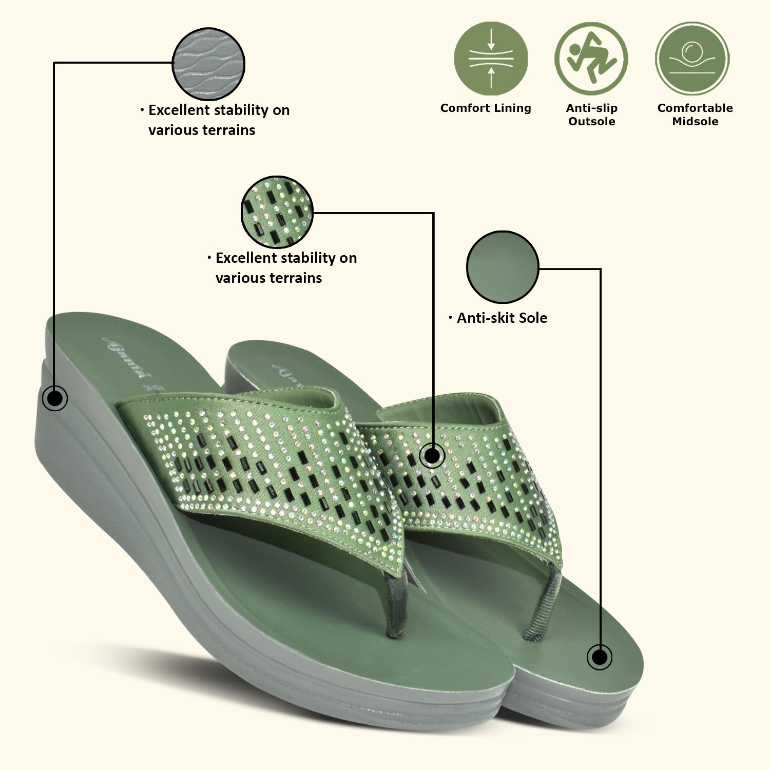 AJANTA Women Slipper| Casual Floaters |Home Use |Daliy-Wear|Anti Slip Outdoor Slipper For Women EL1024