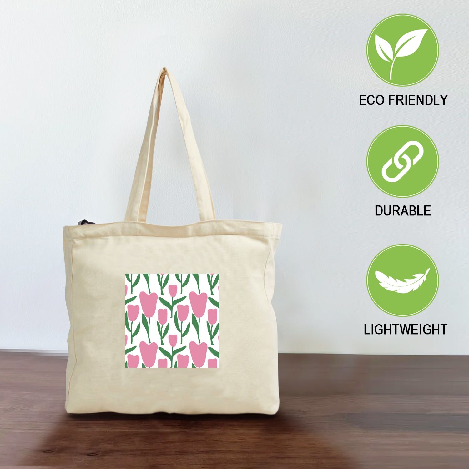 Ajanta Canvas Tote Bag with Zip for Women