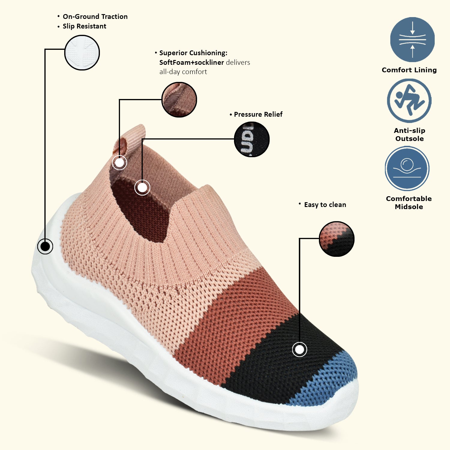 AJANTA Kids Classic Ultra Soft Knitted Upper Casual Shoes| Comfortable & LightWeight| Stylish & Anti-Skid| Indoor & Outdoor Casual Shoes KS0390